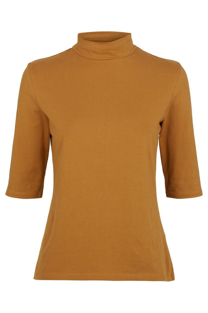 T-shirt manches 3/4 camel en coton bio - Cecily