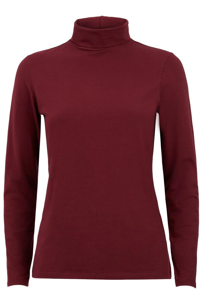 Col roulé bordeaux en coton bio - laila roll neck top burgundy