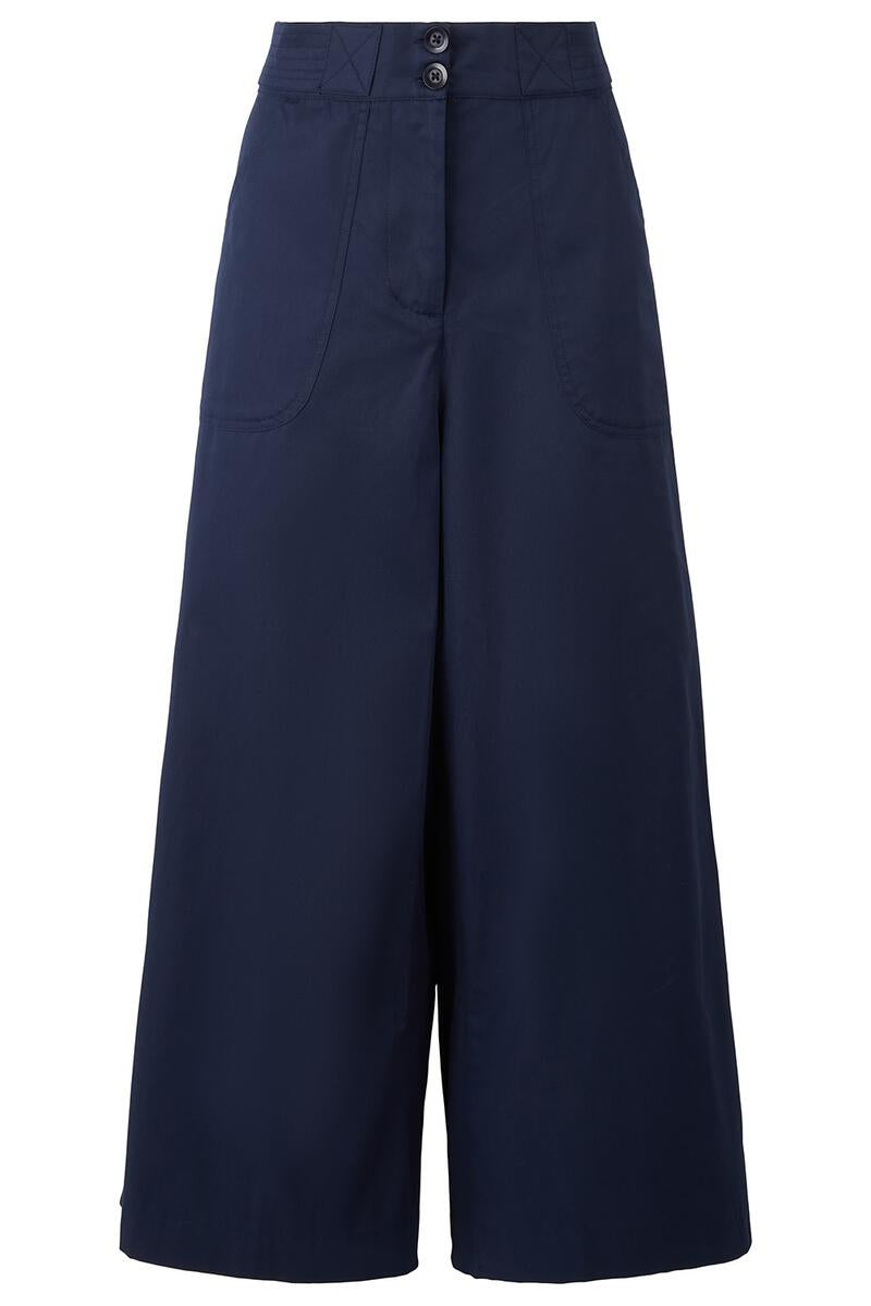 Pantalon ample 7/8 marine en coton bio - iva trousers navy
