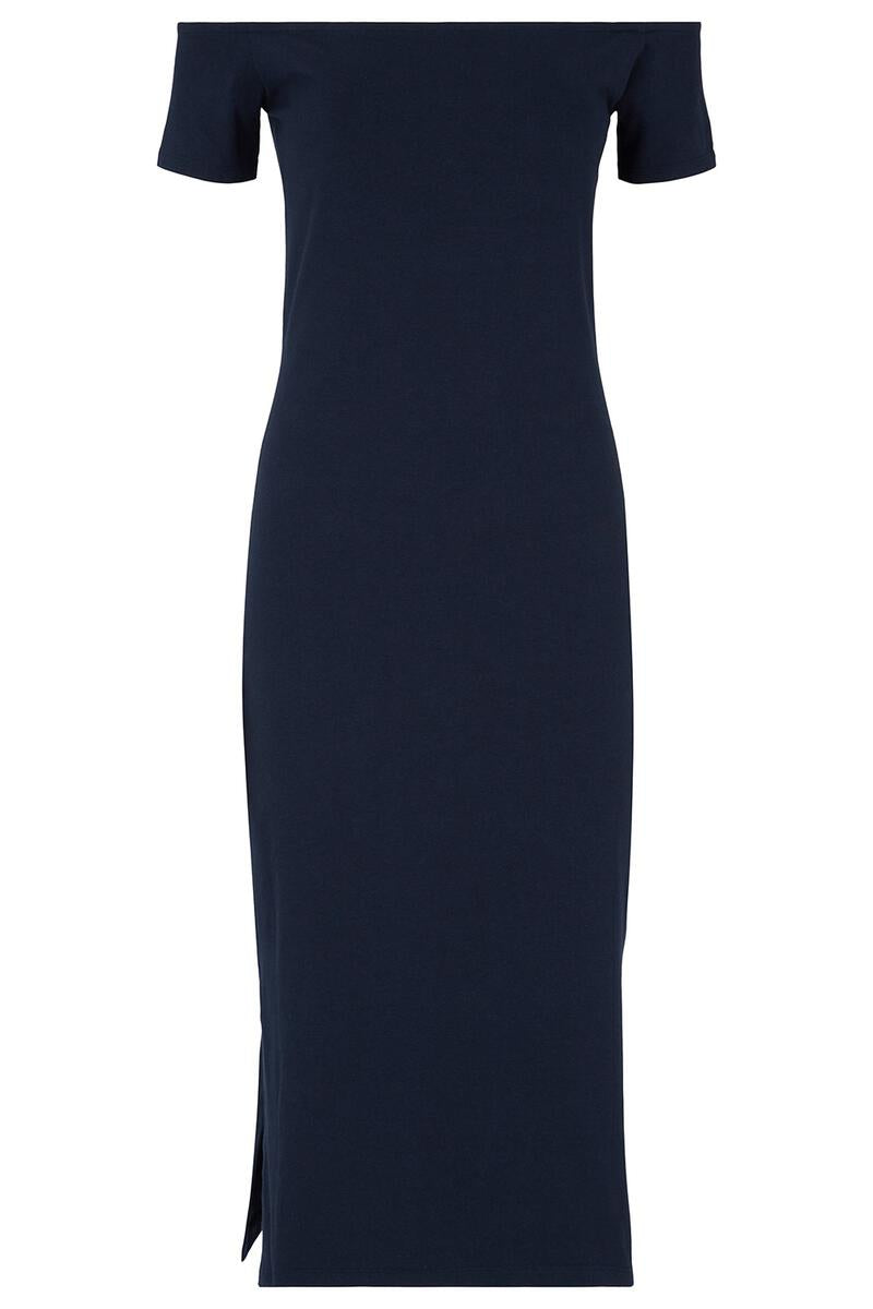 Robe longue marine en coton bio - priti cross back dress navy