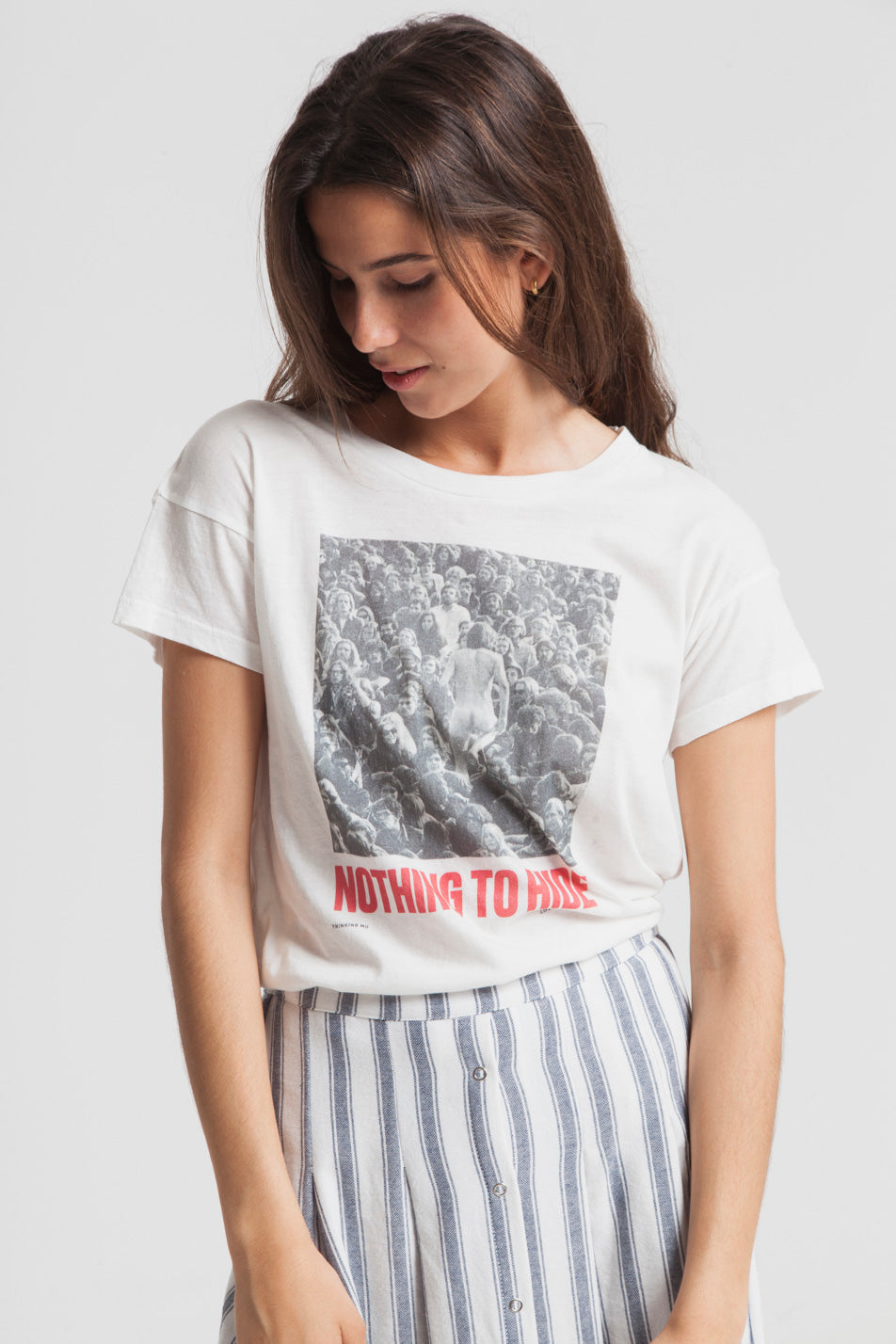 T-shirt imprimé blanc en coton bio - Nothing To Hide