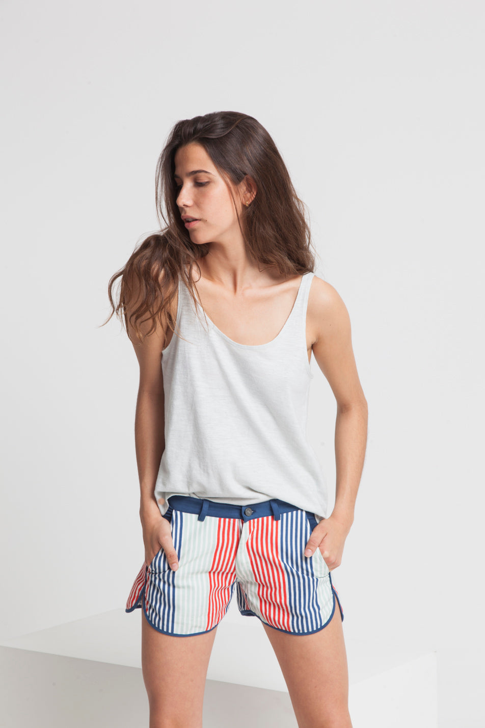 Short rayé en coton bio - Sombrillas