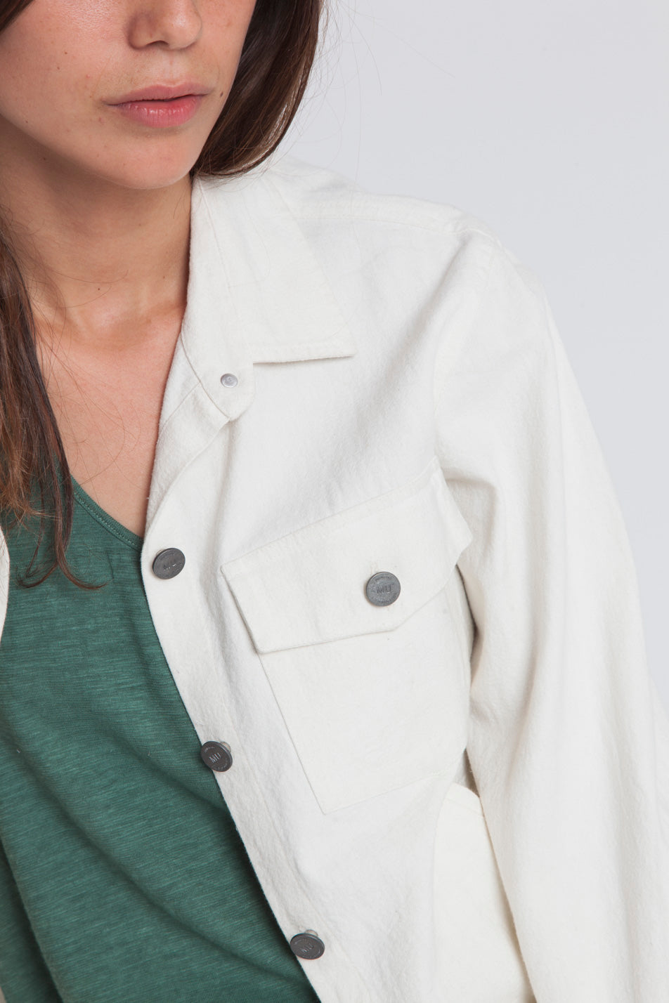 Veste unie blanche en coton bio - Gypsy