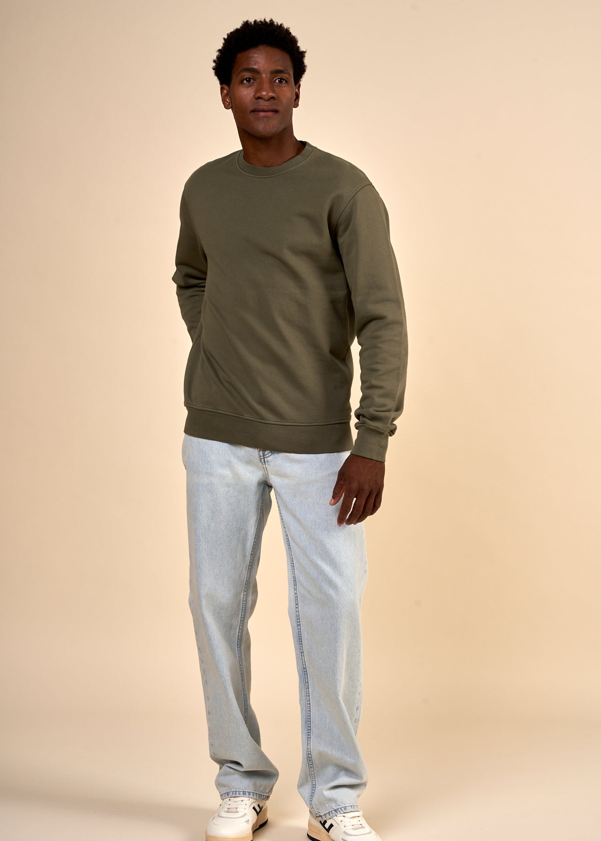 Sweat en coton bio | vert "dusty olive"