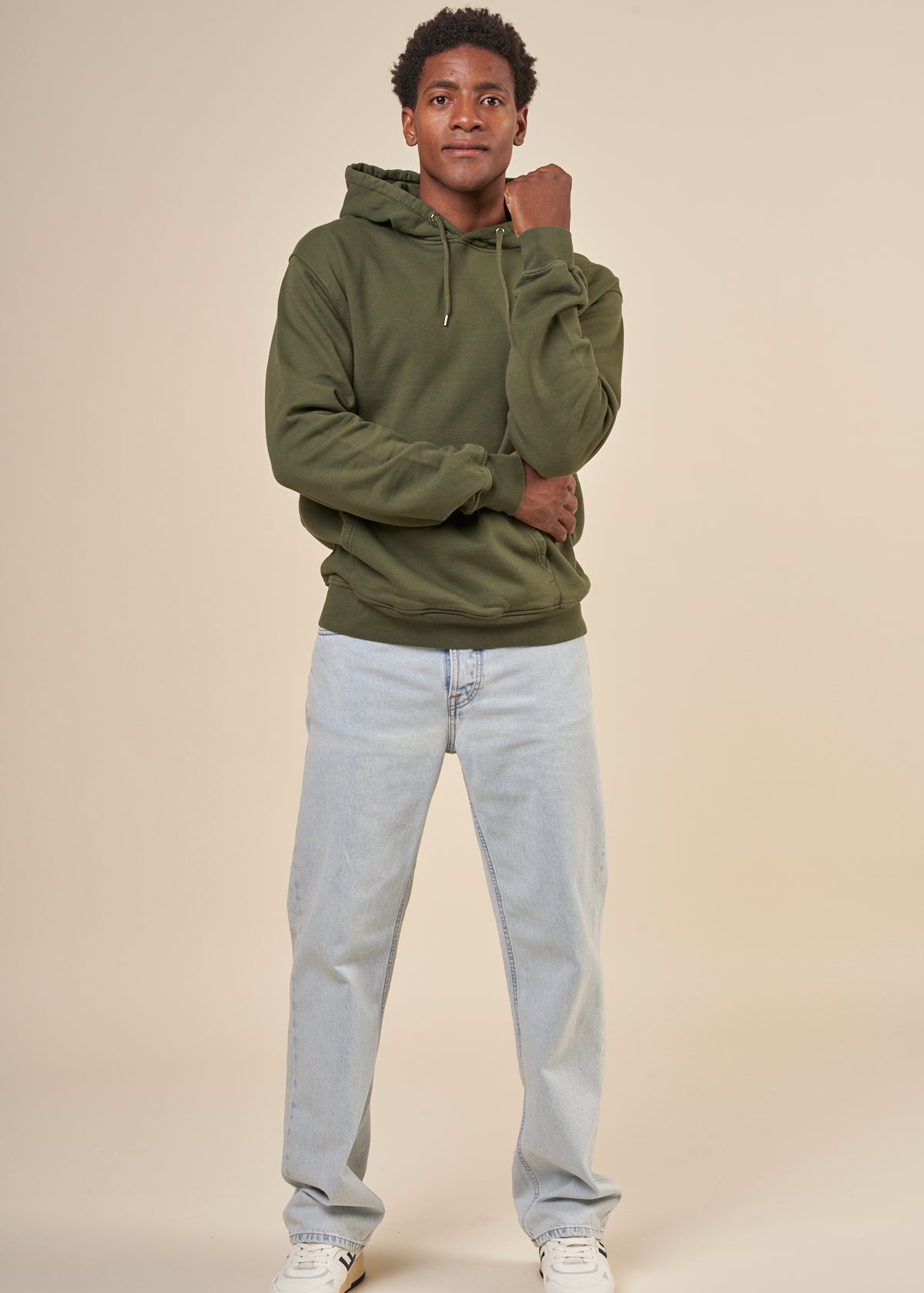 Sweat à capuche en coton bio | vert "classic organic hood seaweed green"