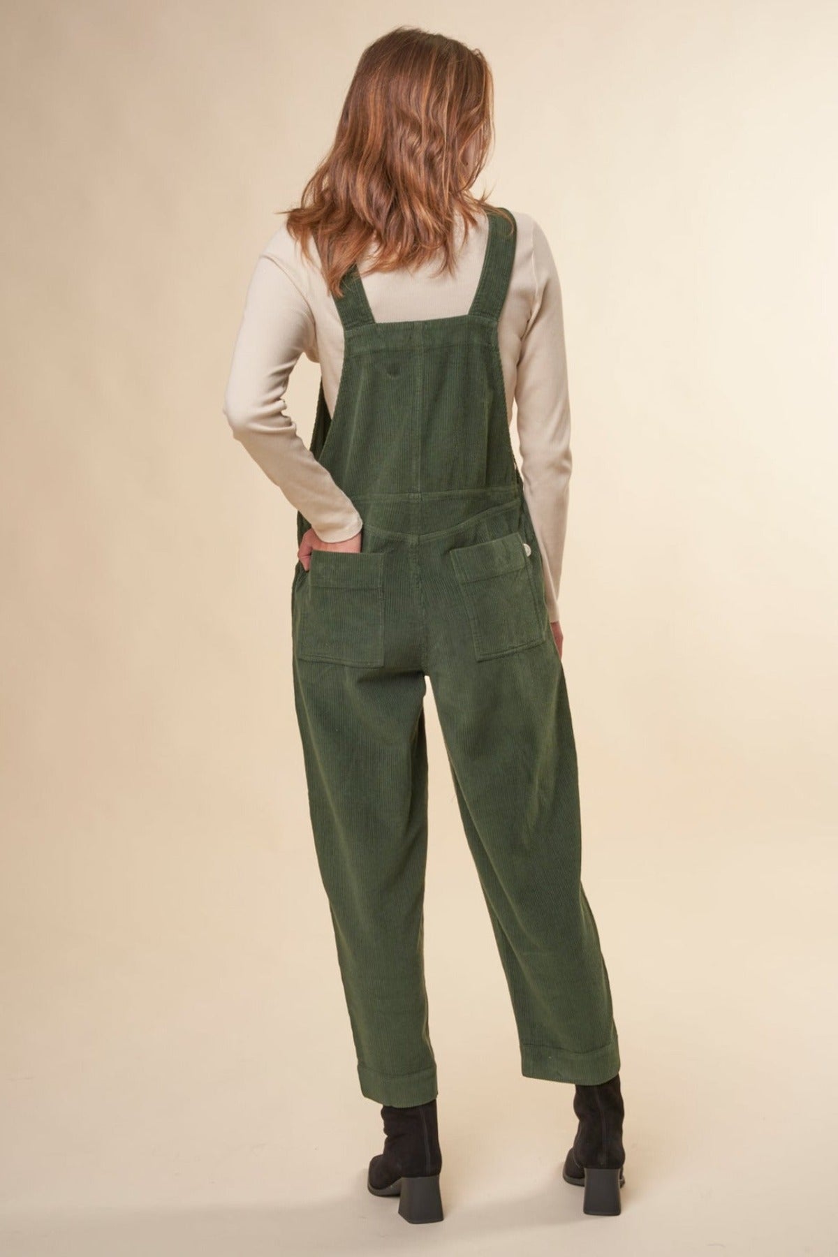 Salopette velours en coton bio | verte "bottle green corduroy luz jumpsuit"