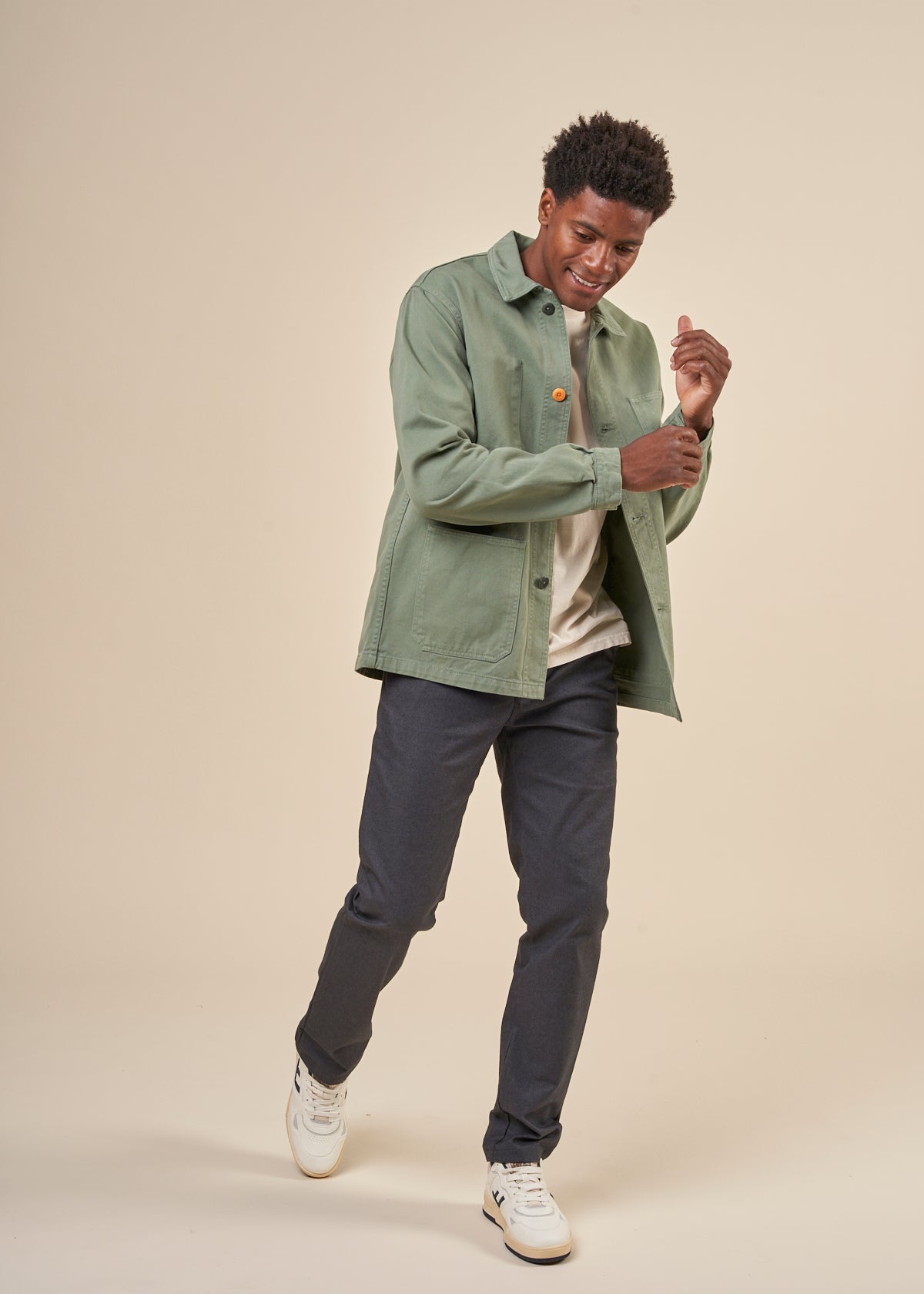 Veste worker en coton bio | vert "sergi spinach"