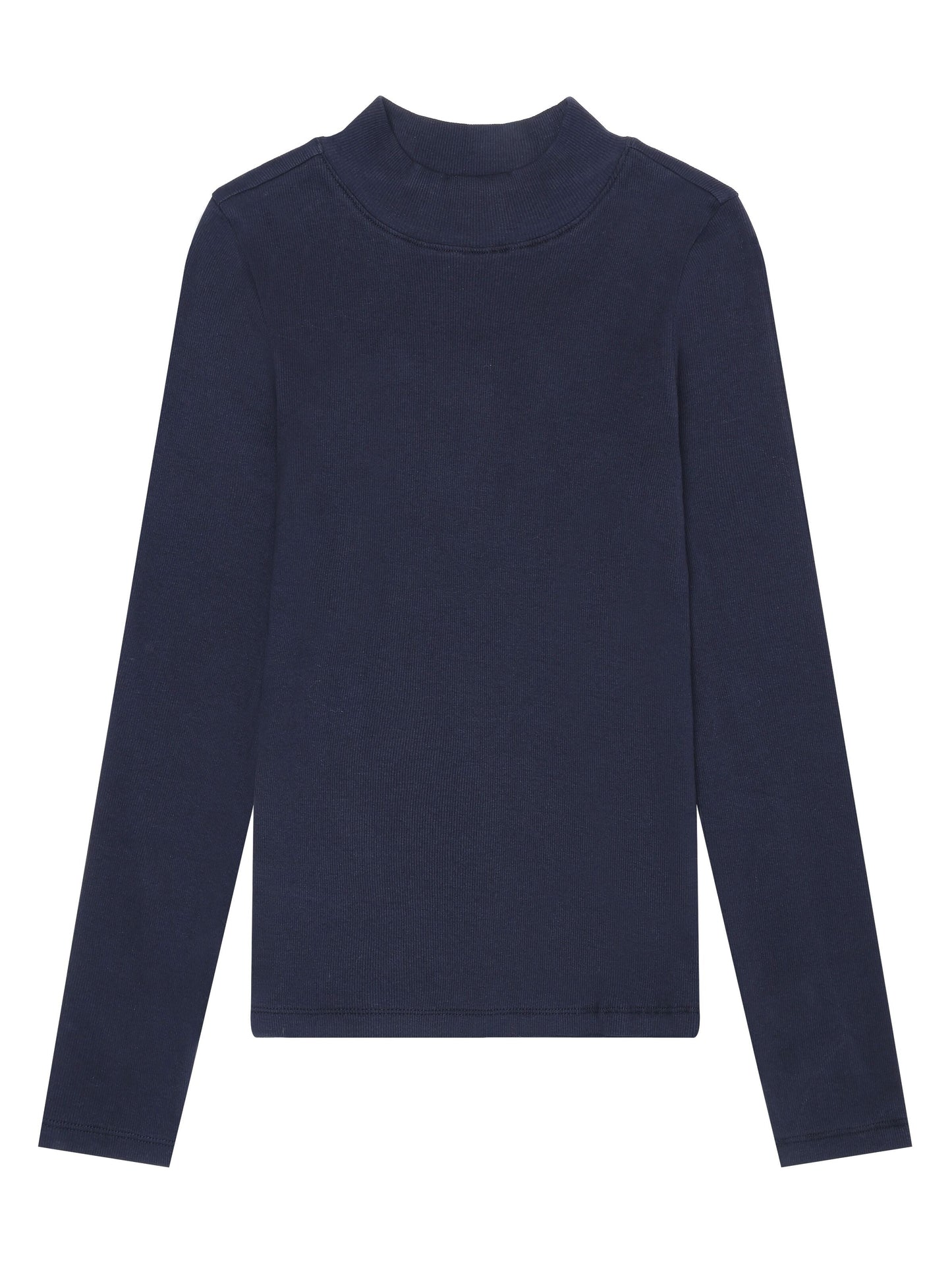 T-shirt manches longues en coton bio | bleu "rib high neck long sleeved night sky"