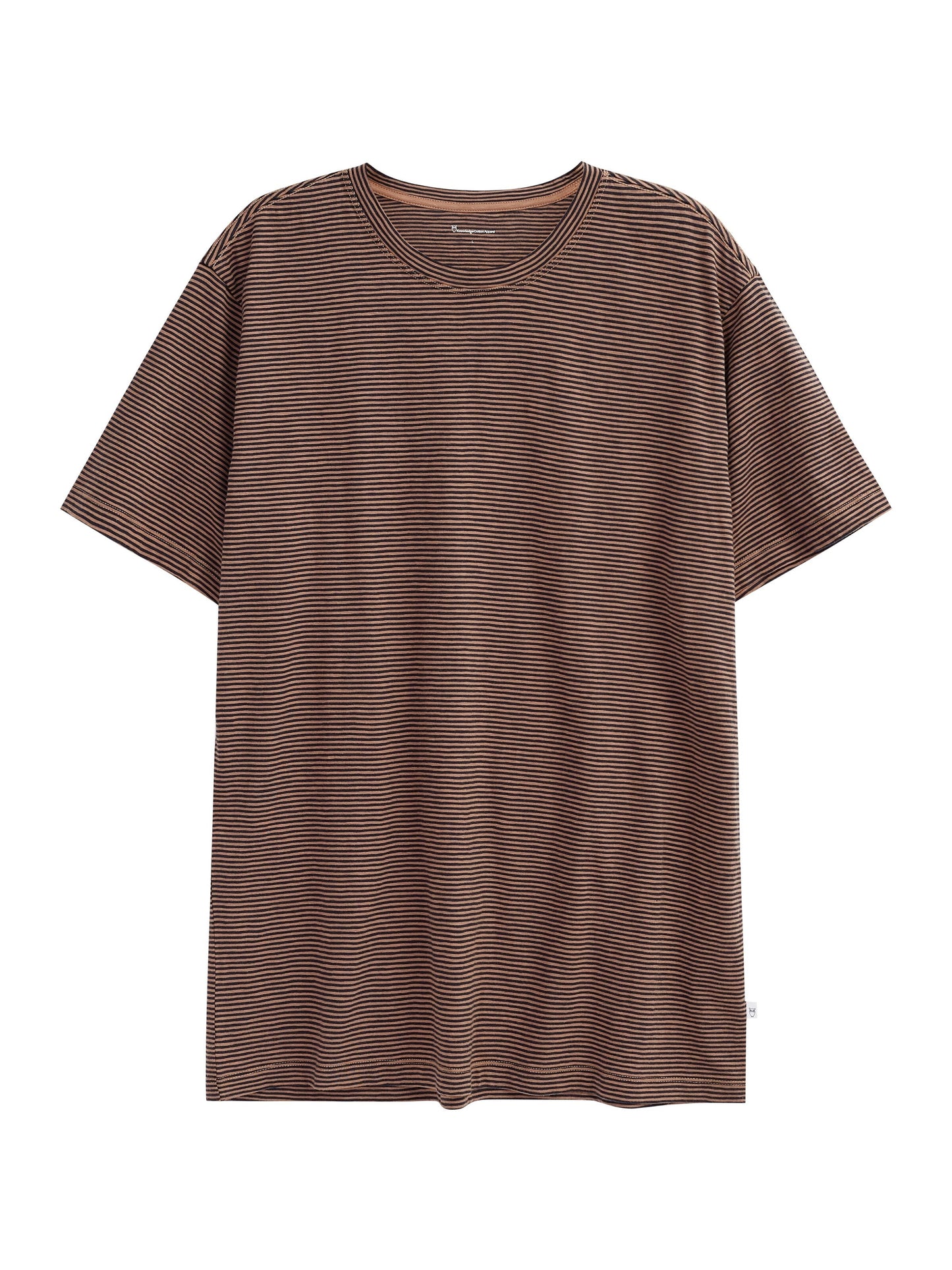 T-shirt rayé en coton bio | Marron et noir "narrow striped slub tee brown stripe"