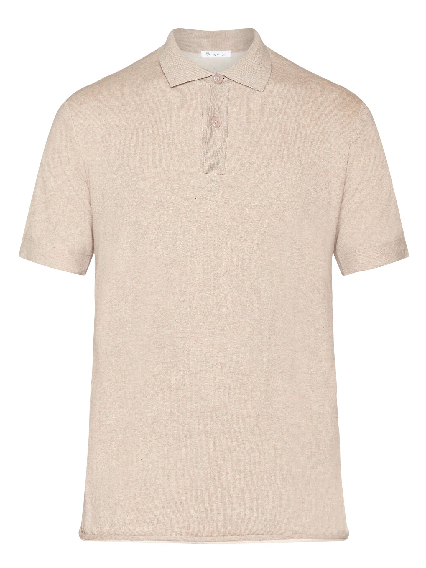 Polo en coton bio et en laine | écru “regular double layer knitted short sleeved polo nature melange”