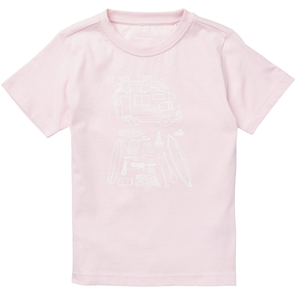 T-shirt rose mixte en coton bio - road trip printed t-shirt parfait pink
