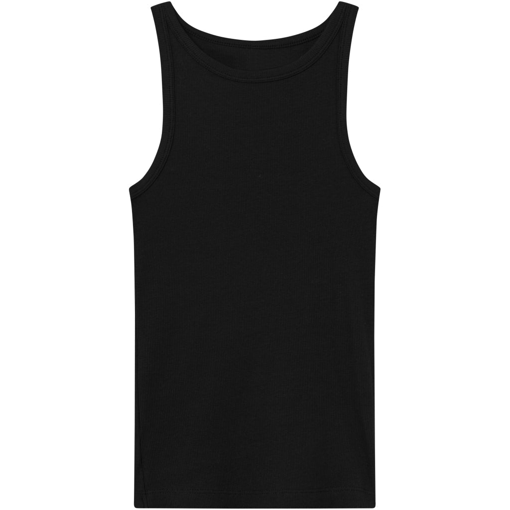 Débardeur noir côtelé en coton bio - racer rib top black jet