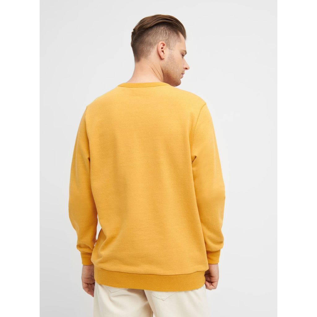 Sweat jaune en coton et matière recyclés - crew neck sweat amber yellow