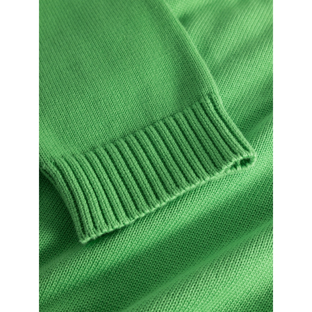 Pull col V vert en maille de coton bio - v-neck long sleeved knit vibrant green