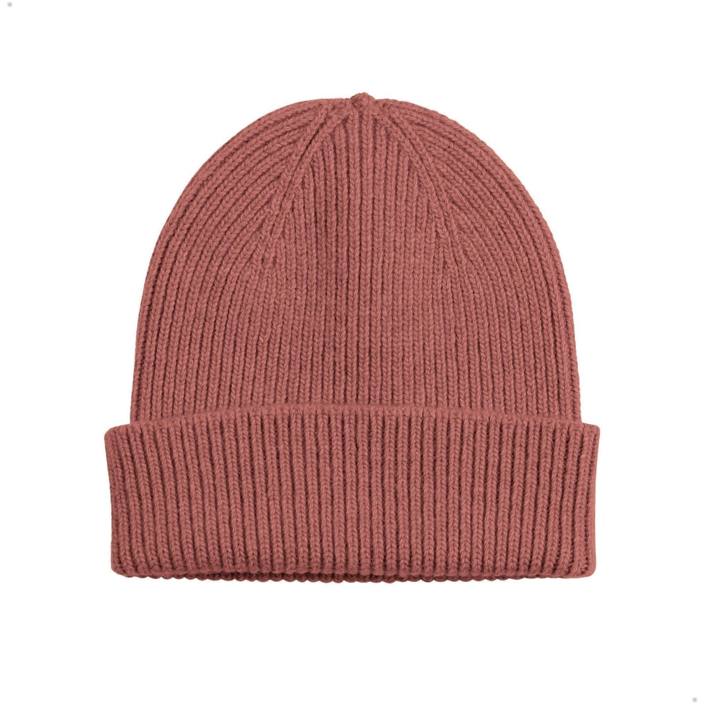 Bonnet vieux rose en laine mérinos recyclée - merino wool beanie rosewood mist