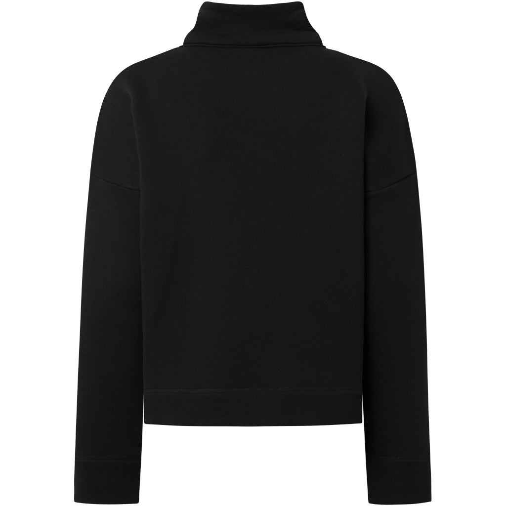 Sweat col zippé en coton bio | Noir "half zip heavy sweat black jet"