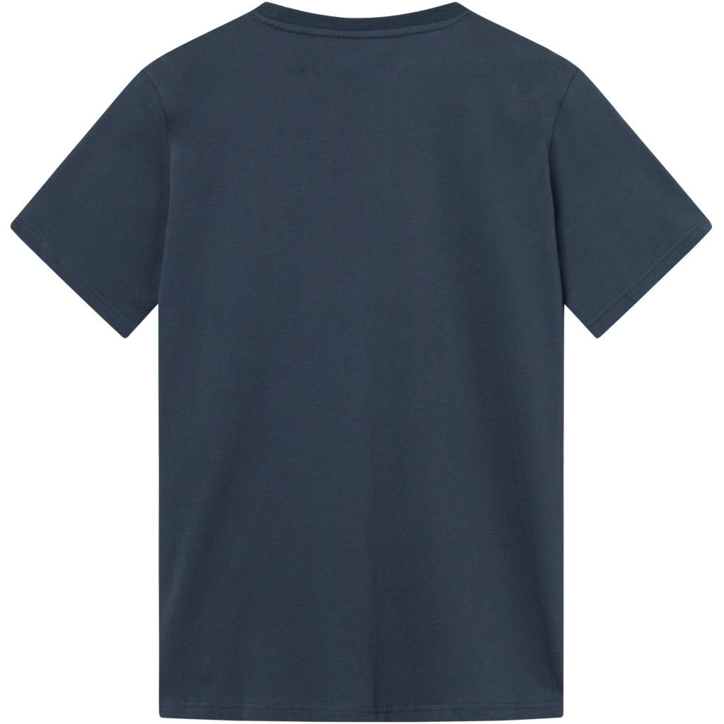 T-shirt à badge brodé en coton bio | Marine "badge tee total eclipse"