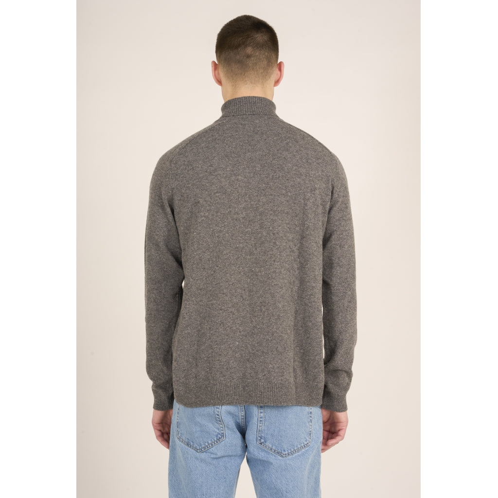 Pull à col roulé en maille grise en laine bio - roll neck dark grey melange
