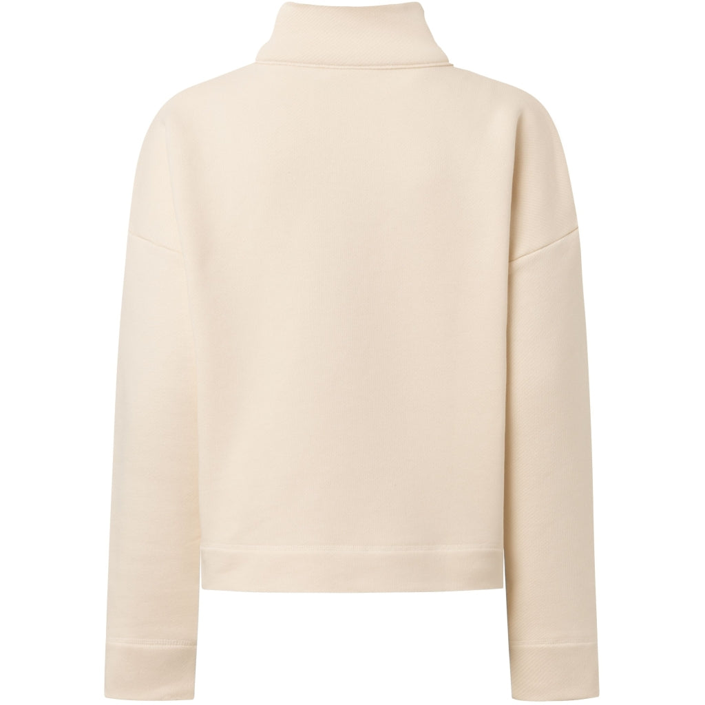 Sweat col zippé en coton bio | Beige "half zip heavy sweat buttercream"