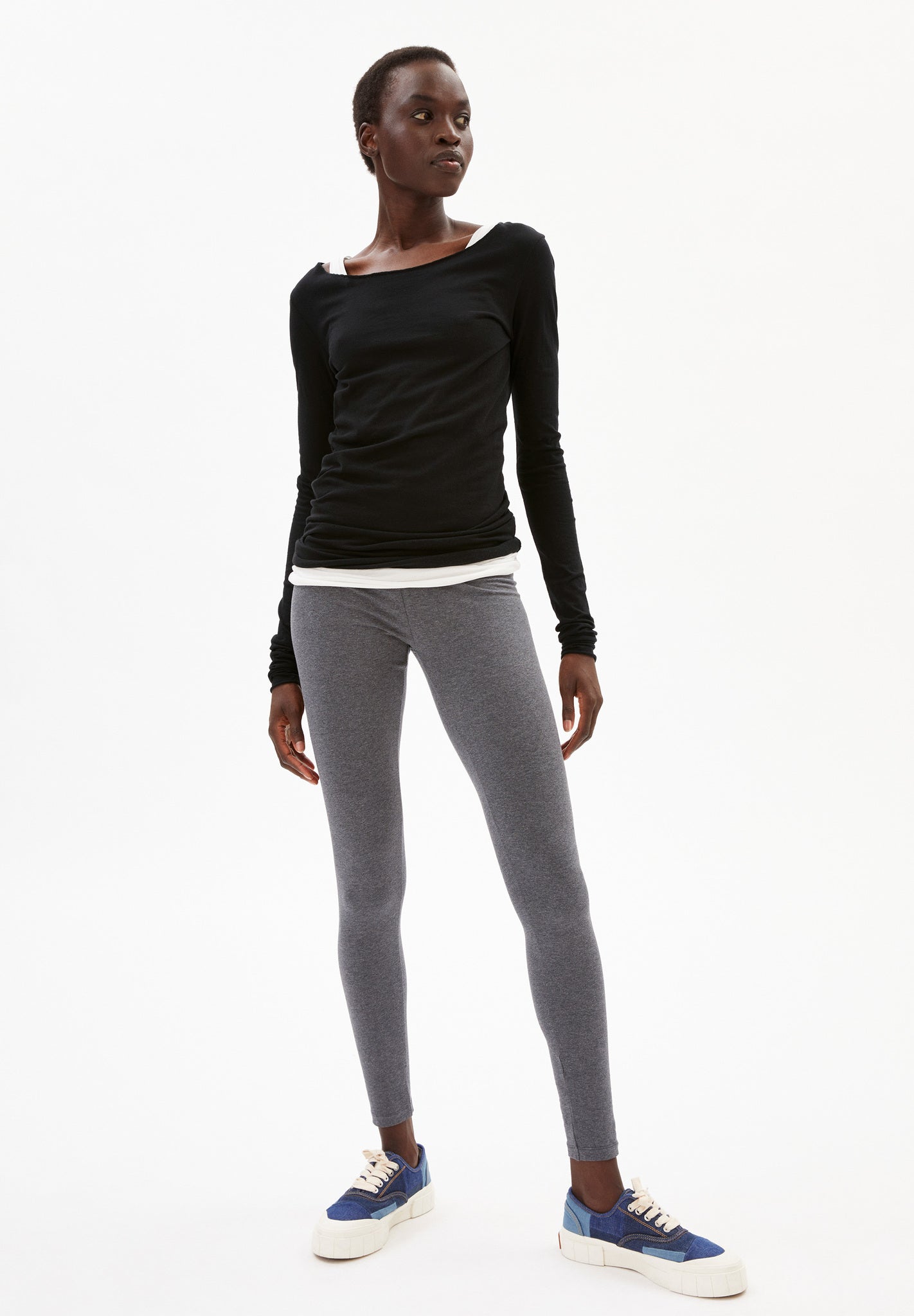 Legging gris en coton bio - shivaa grey melange