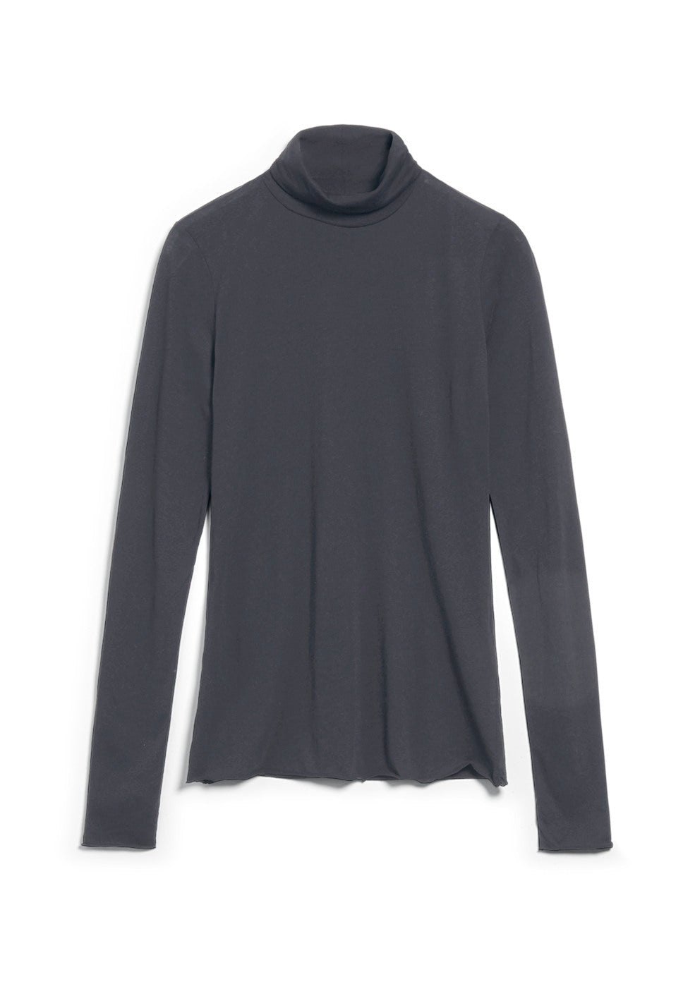 T-shirt manches longues col roulé gris en coton bio - Malenaa