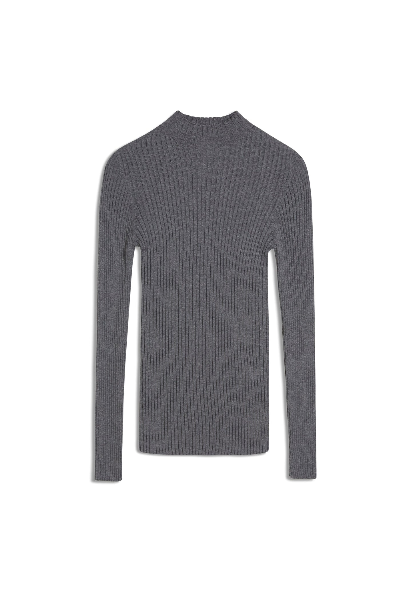 Sous-pull côtelé gris en coton bio - ALAANI mid grey melange