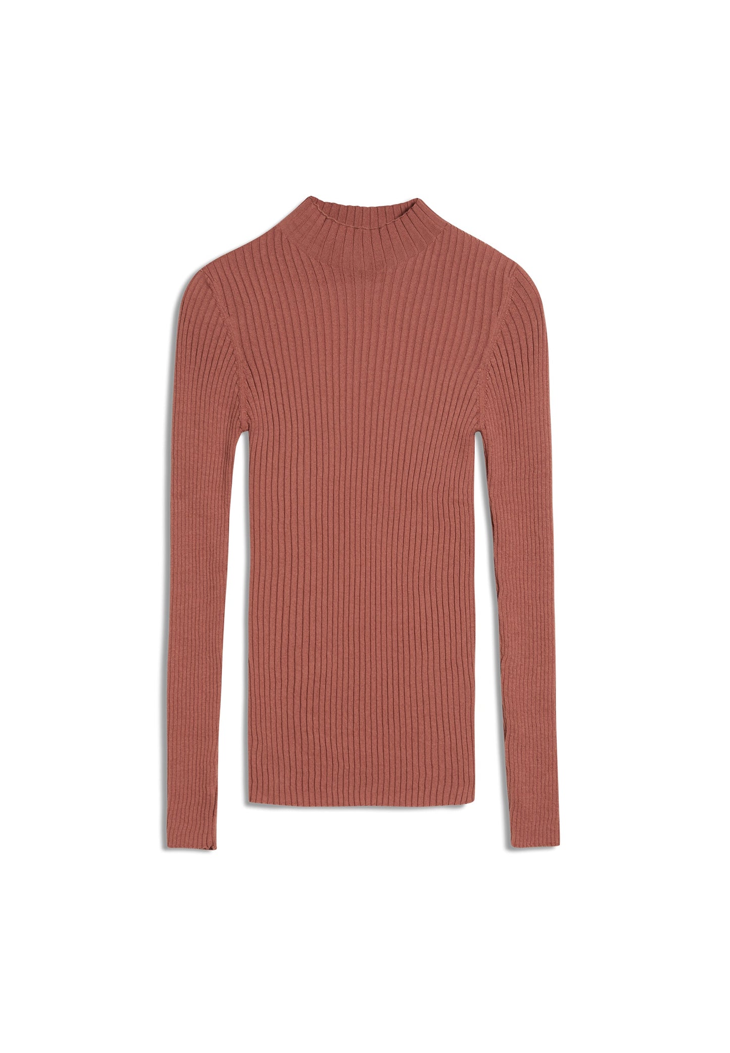 Sous-pull côtelé vieux rose en coton bio - alaani copper glow