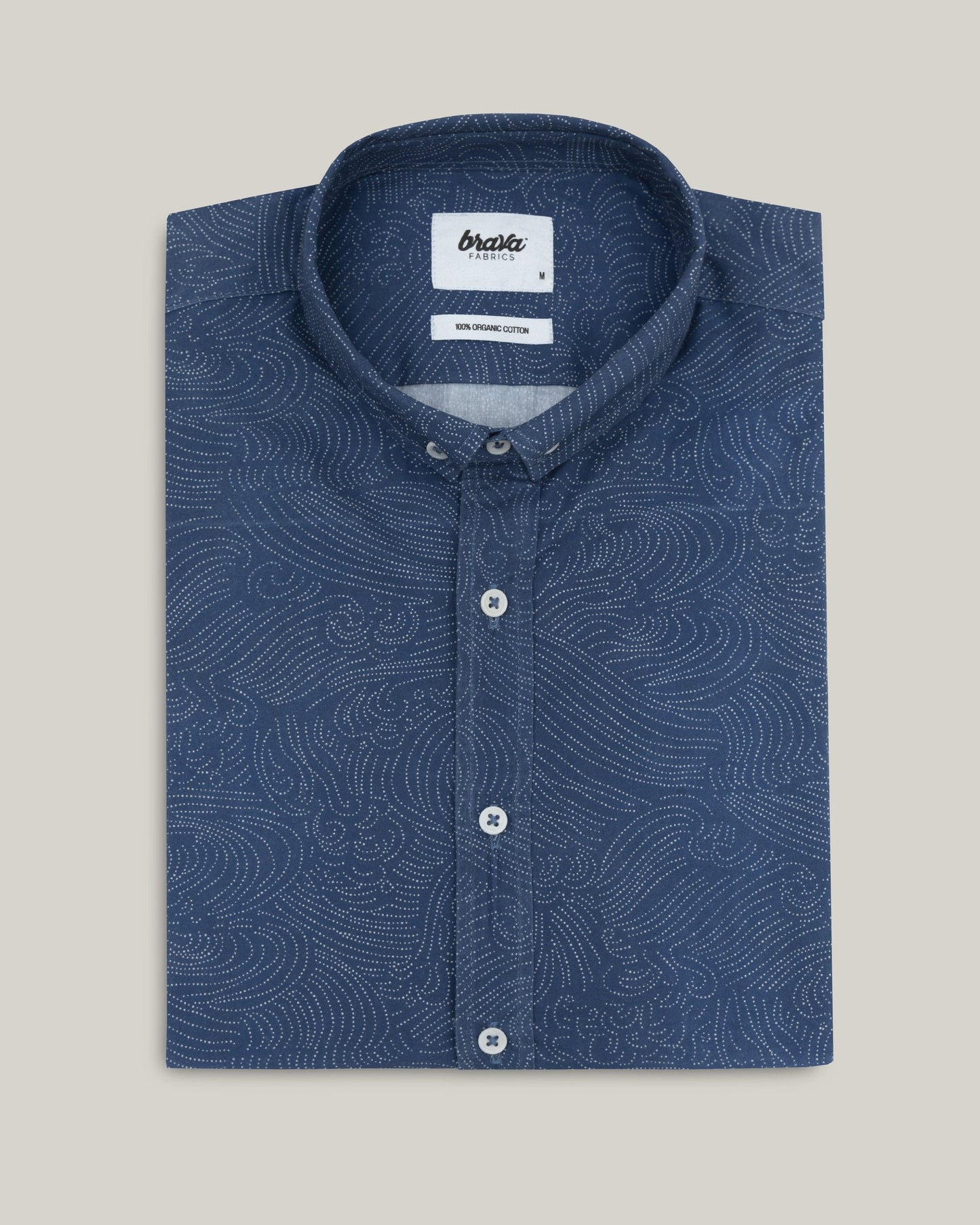 Chemise bleue à imprimés blancs en coton bio - Windy Night