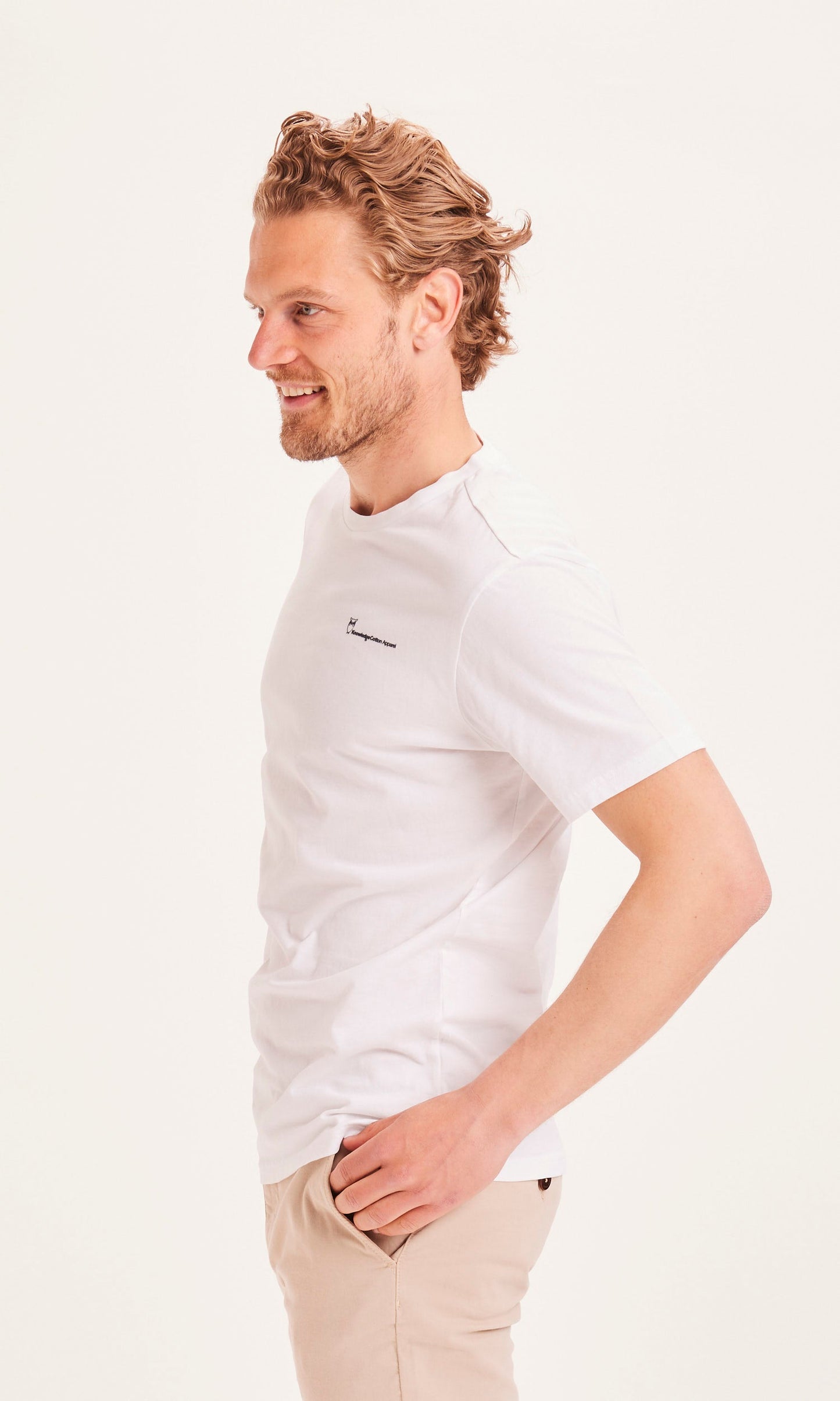 T-shirt blanc imprimé en coton bio - ALDER The Green Wave bright white
