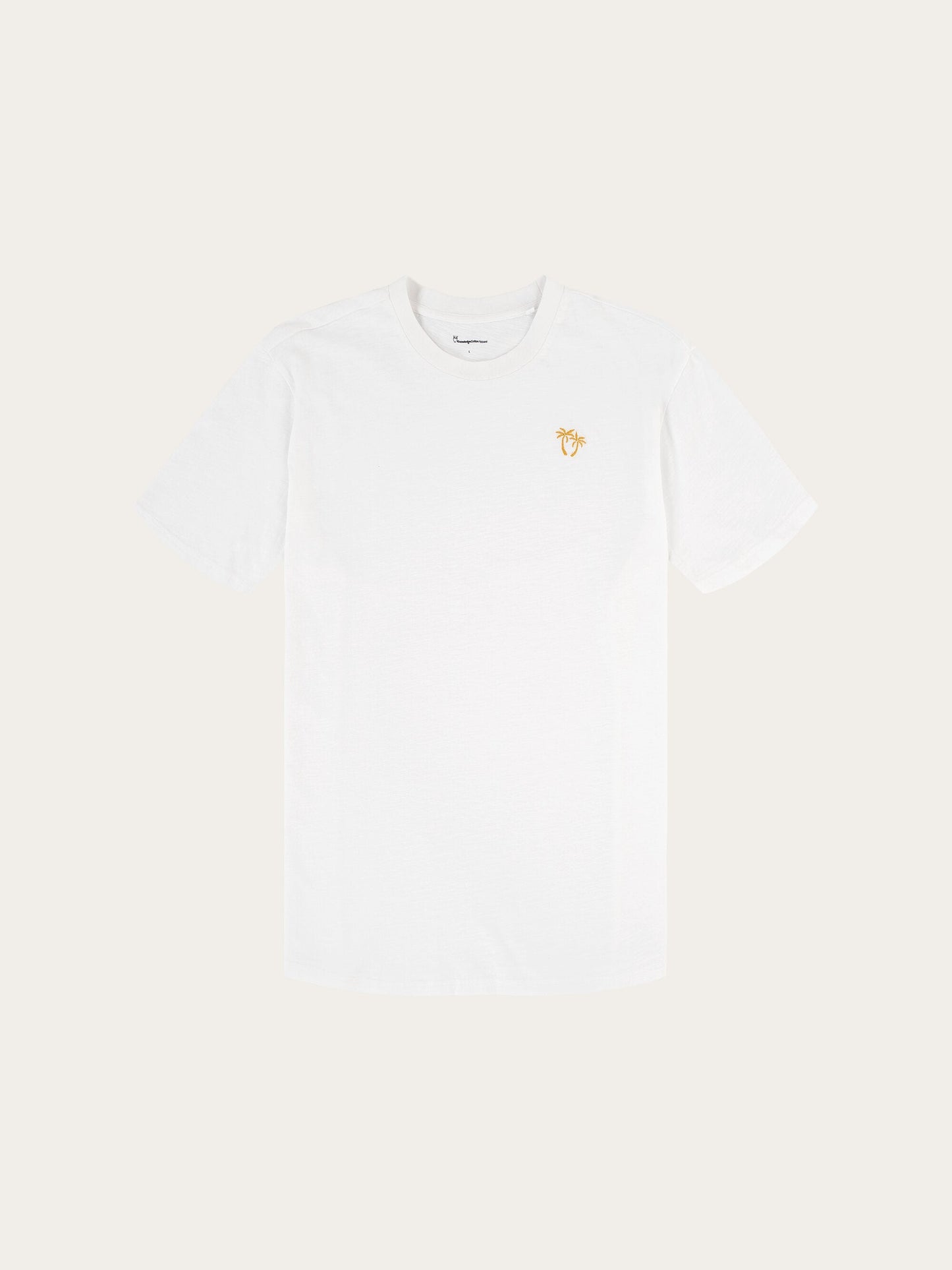 T-shirt blanc brodé palmiers en coton bio - alder slub bright white