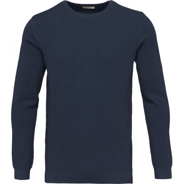 Pull col rond marine en coton piqué bio - pique crew neck knit total eclipse