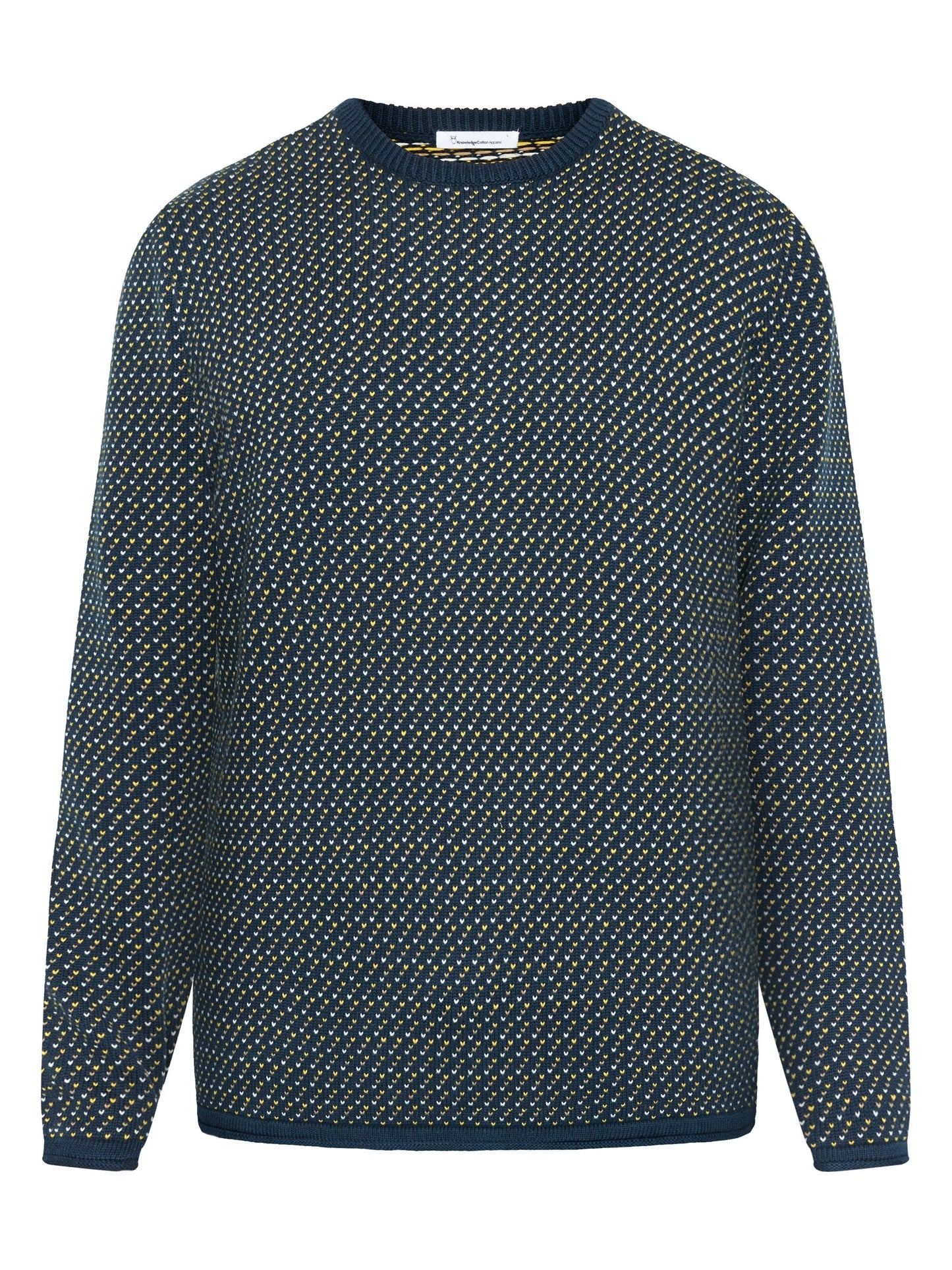 Pull en coton biologique | bleu "jacquard crew neck knit - 9921 blue"
