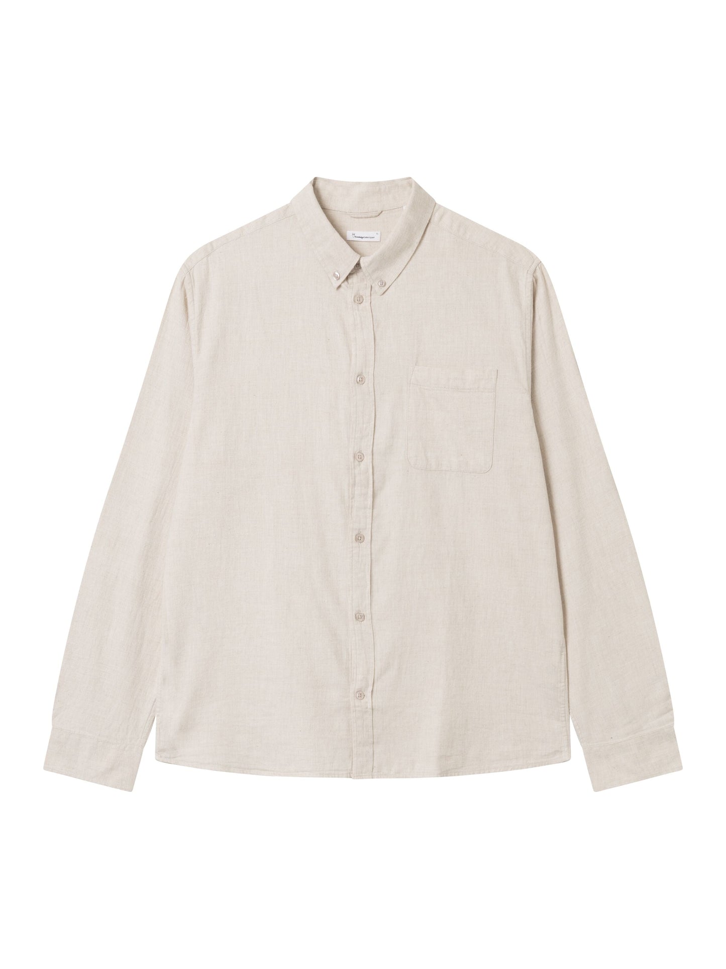 Chemise flanelle avec poche en coton bio | beige "melangé flannel shirt greige"