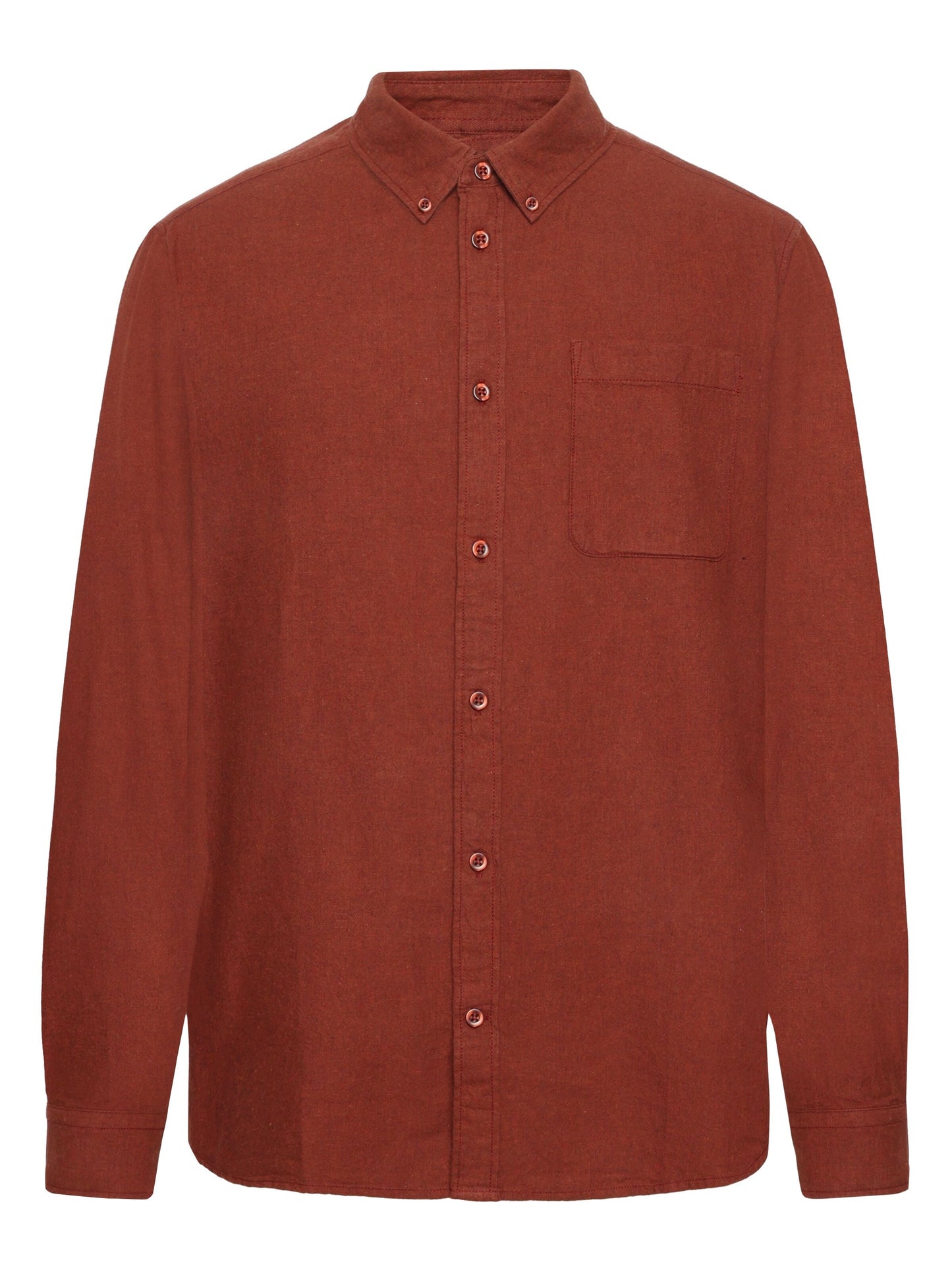 Chemise avec poche en coton bio | rouge "regular fit melangé flannel shirt fired brick"