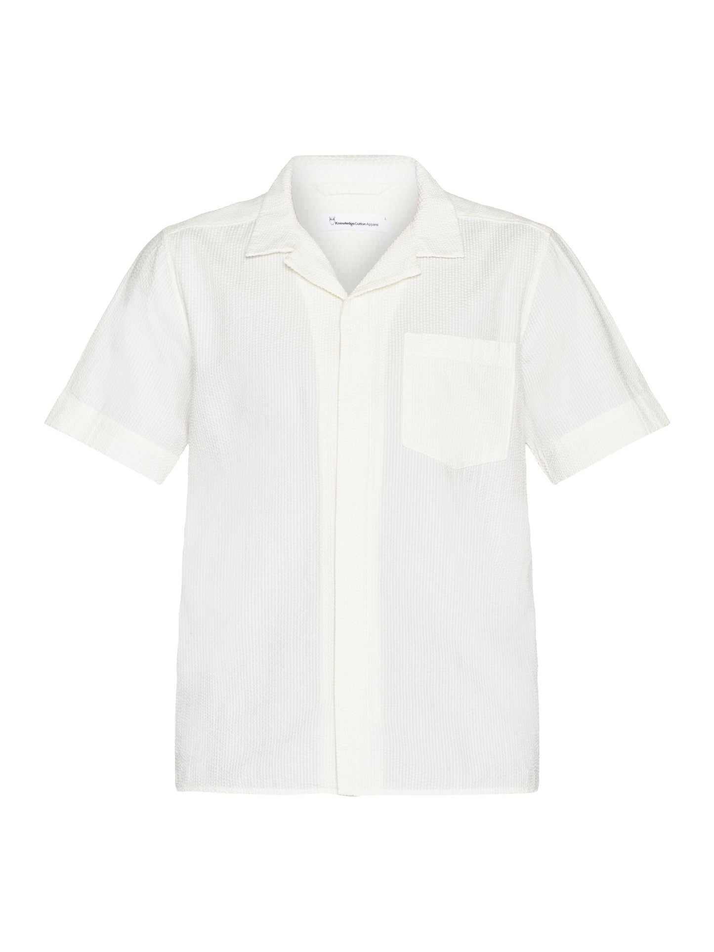 Chemisette en coton bio | Blanc "box short sleeve seersucker shirt egret"