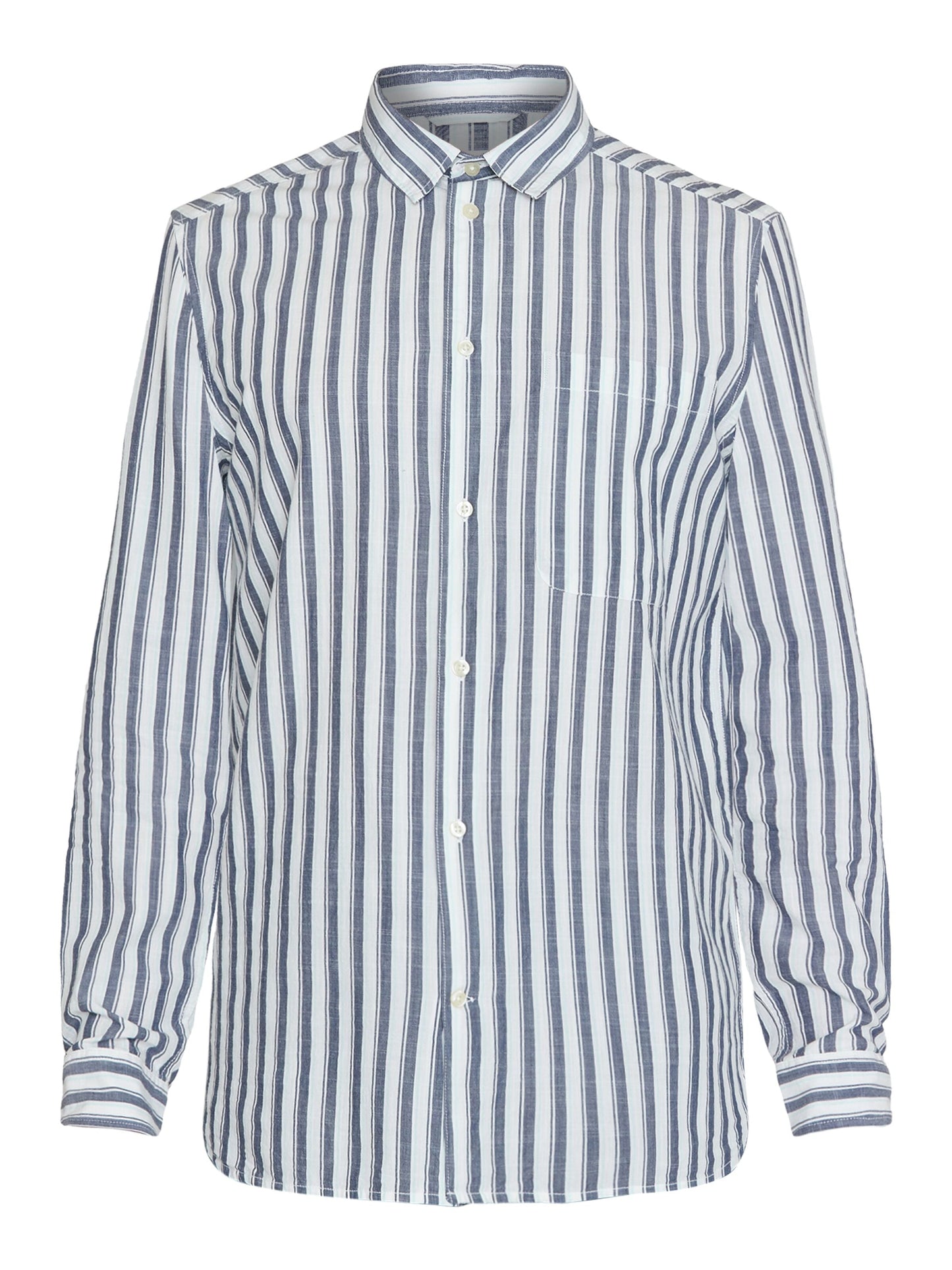Chemise en coton bio | Rayée bleue et blanche "loose striped slub shirt blue stripe"