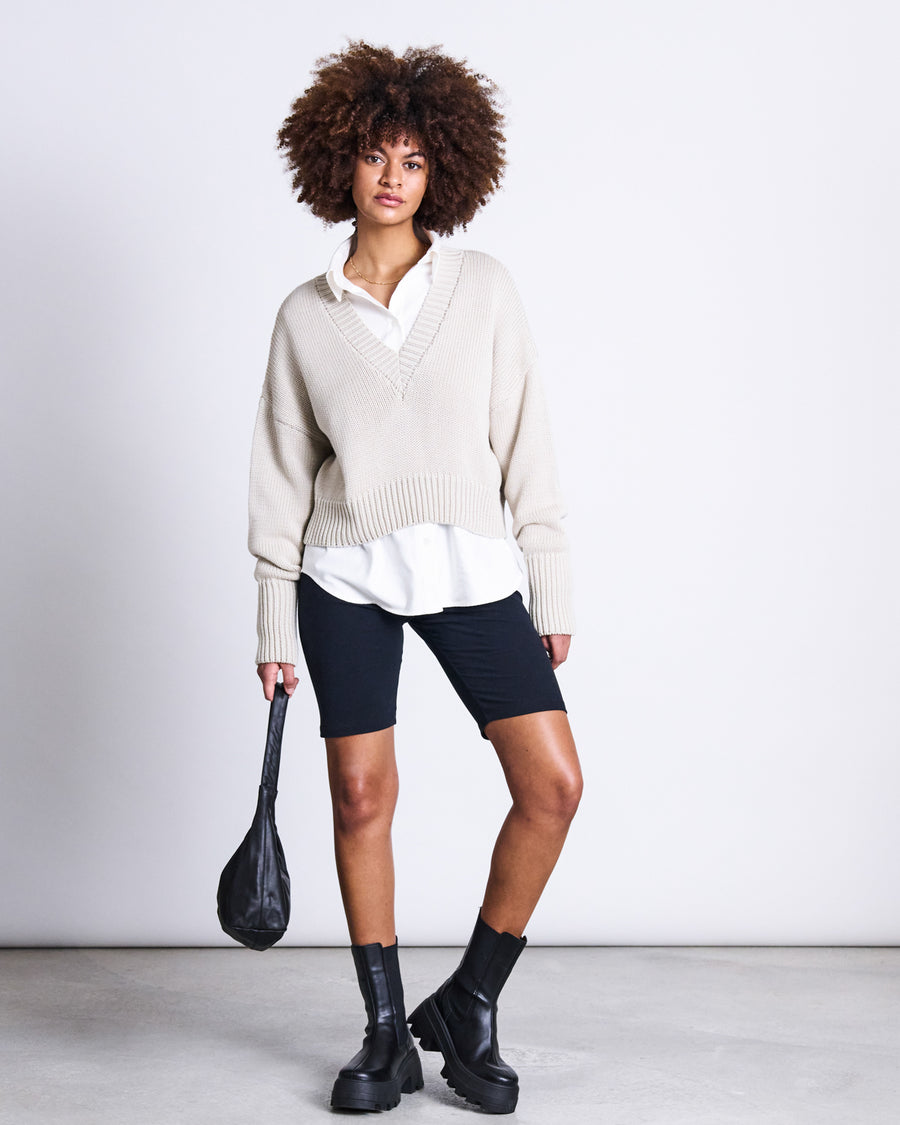 Pull oversize en coton bio | Beige "luz ivory"