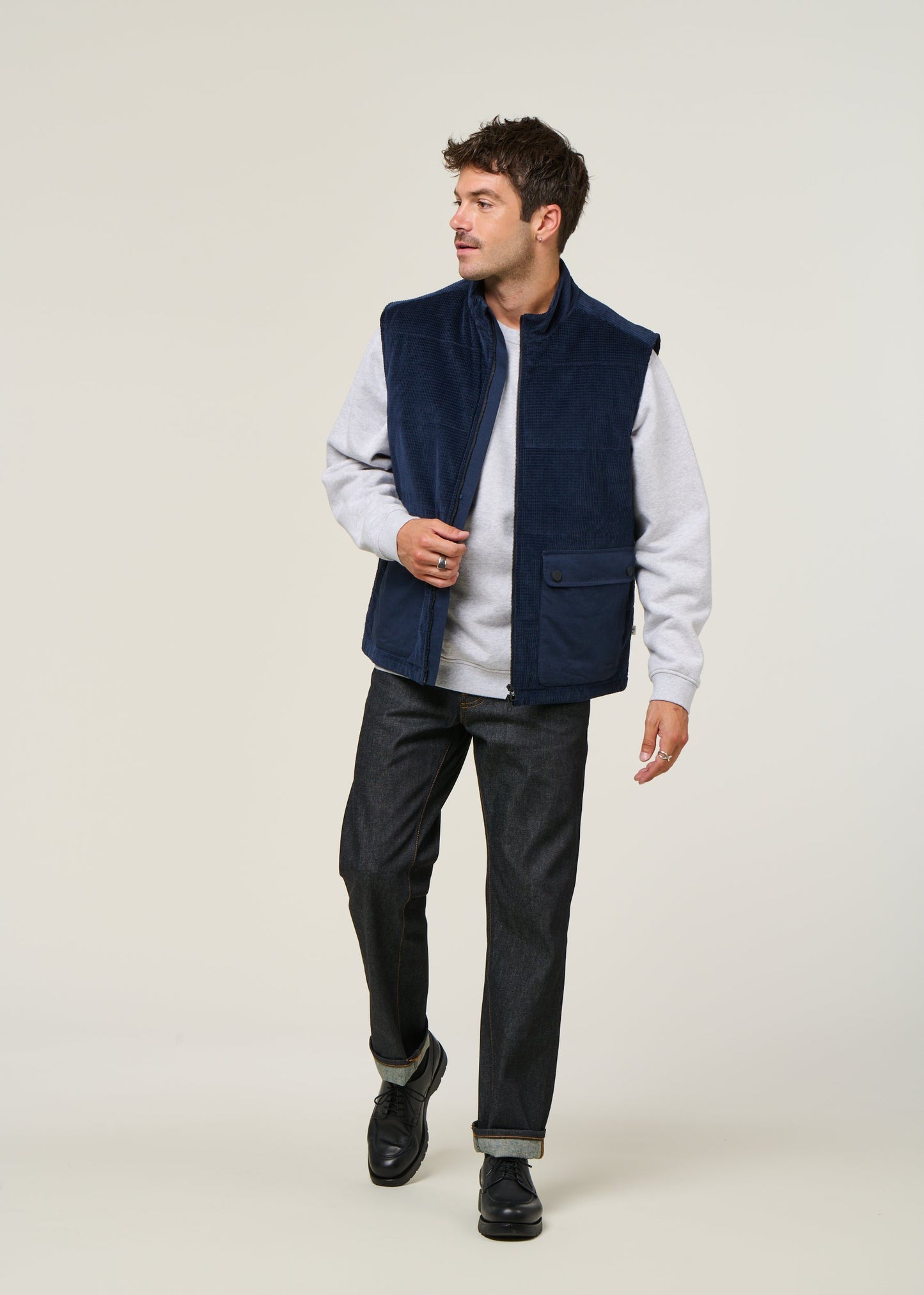 Veste sans manche velours en coton bio et matière recyclée | marine "organic cotton corduroy vest - night sky"