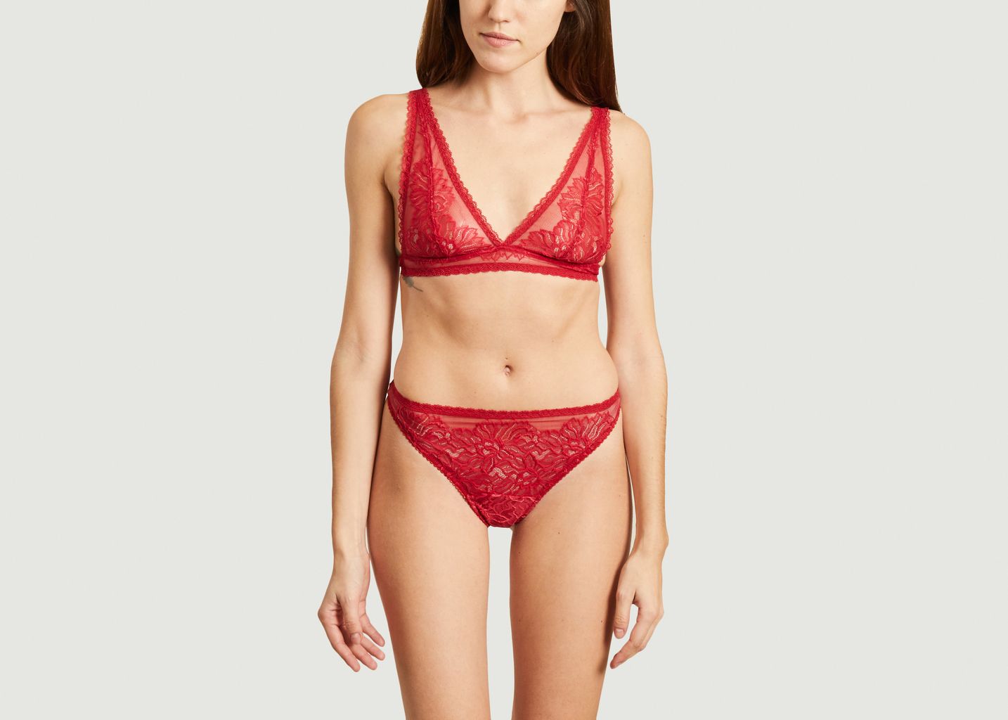 Soutien gorge framboise en dentelle recyclée - Ava