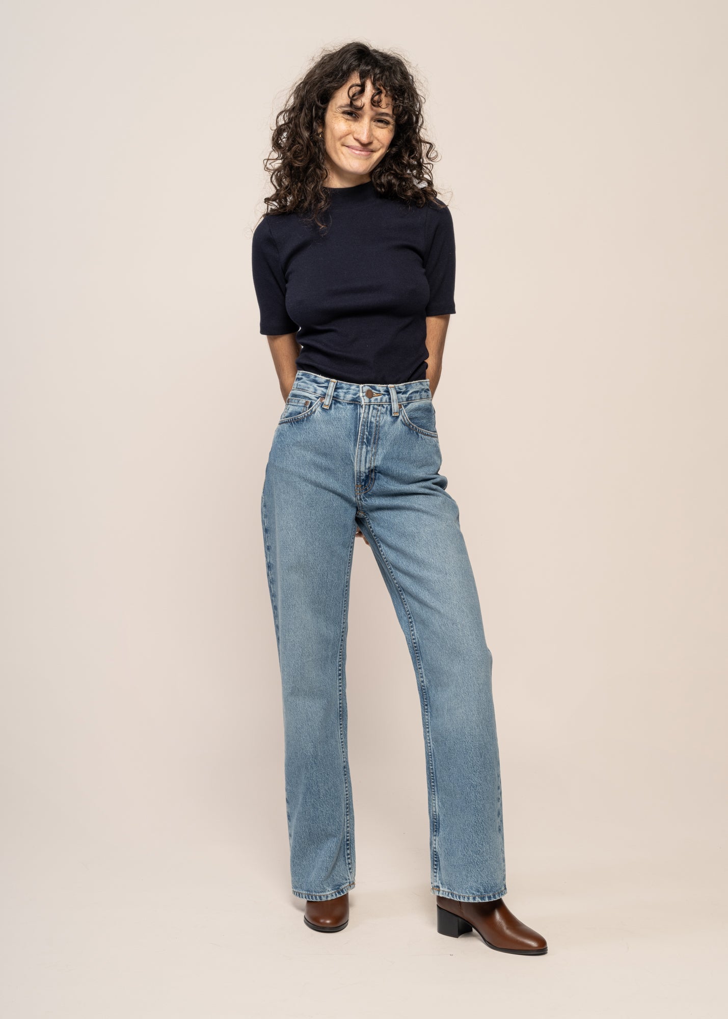Jean droit large en coton bio | Bleu délavé "clean eileen vintage dreams"