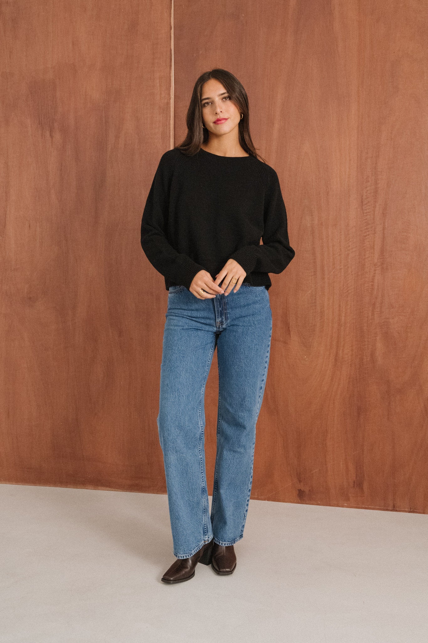 Pull boxy en laine mérinos recyclée | noir
