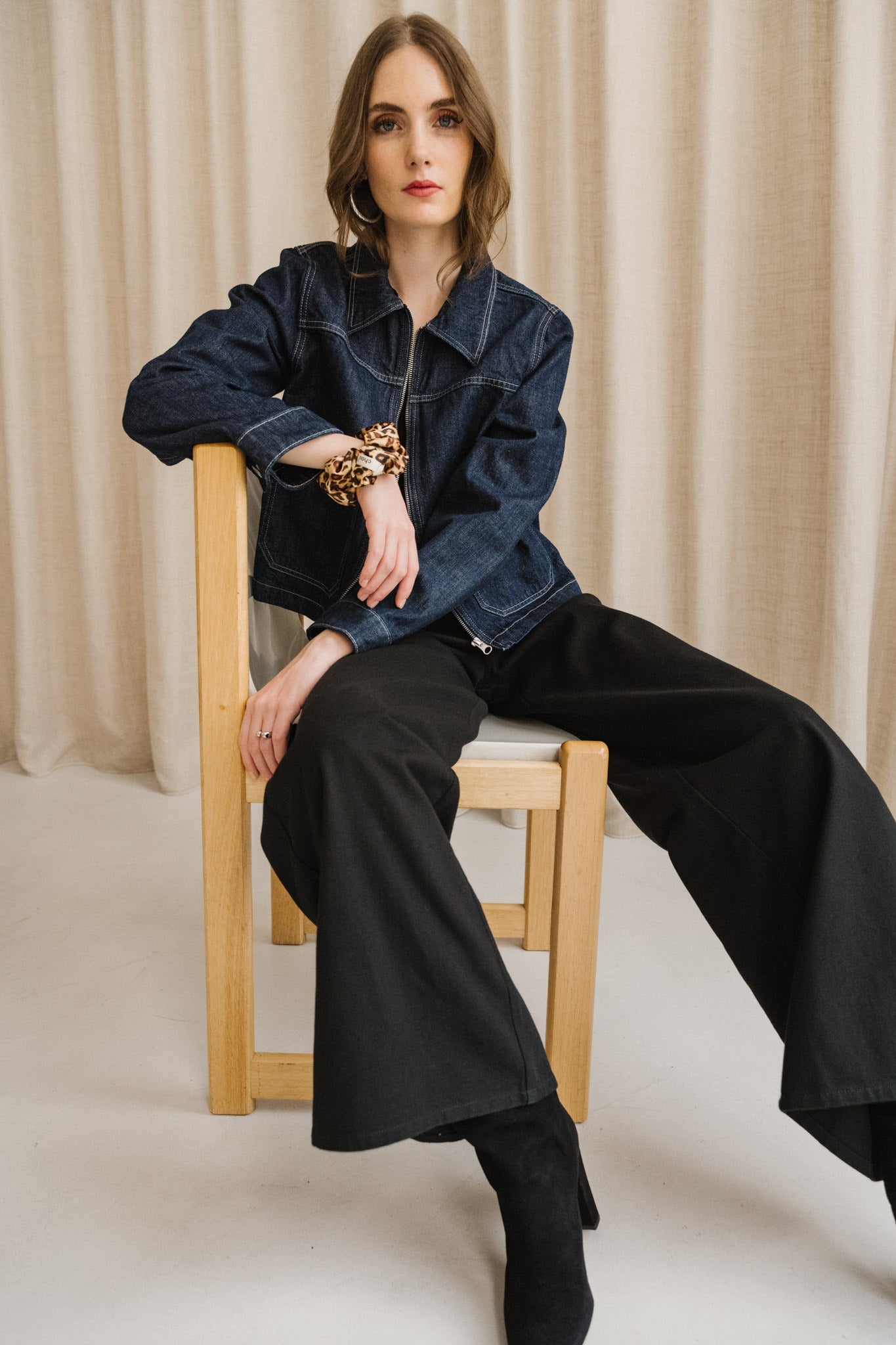 Veste en denim de coton bio | bleu "anja workwear denim jacket - dark blue"