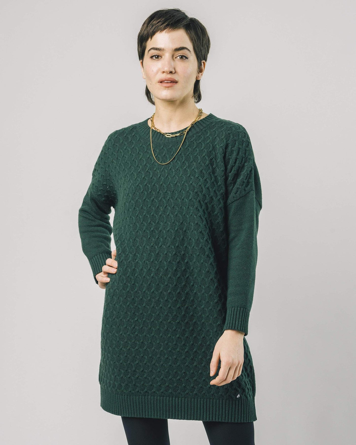 Robe pull verte en tencel et laine recyclée - Knitted Dress Dark Green