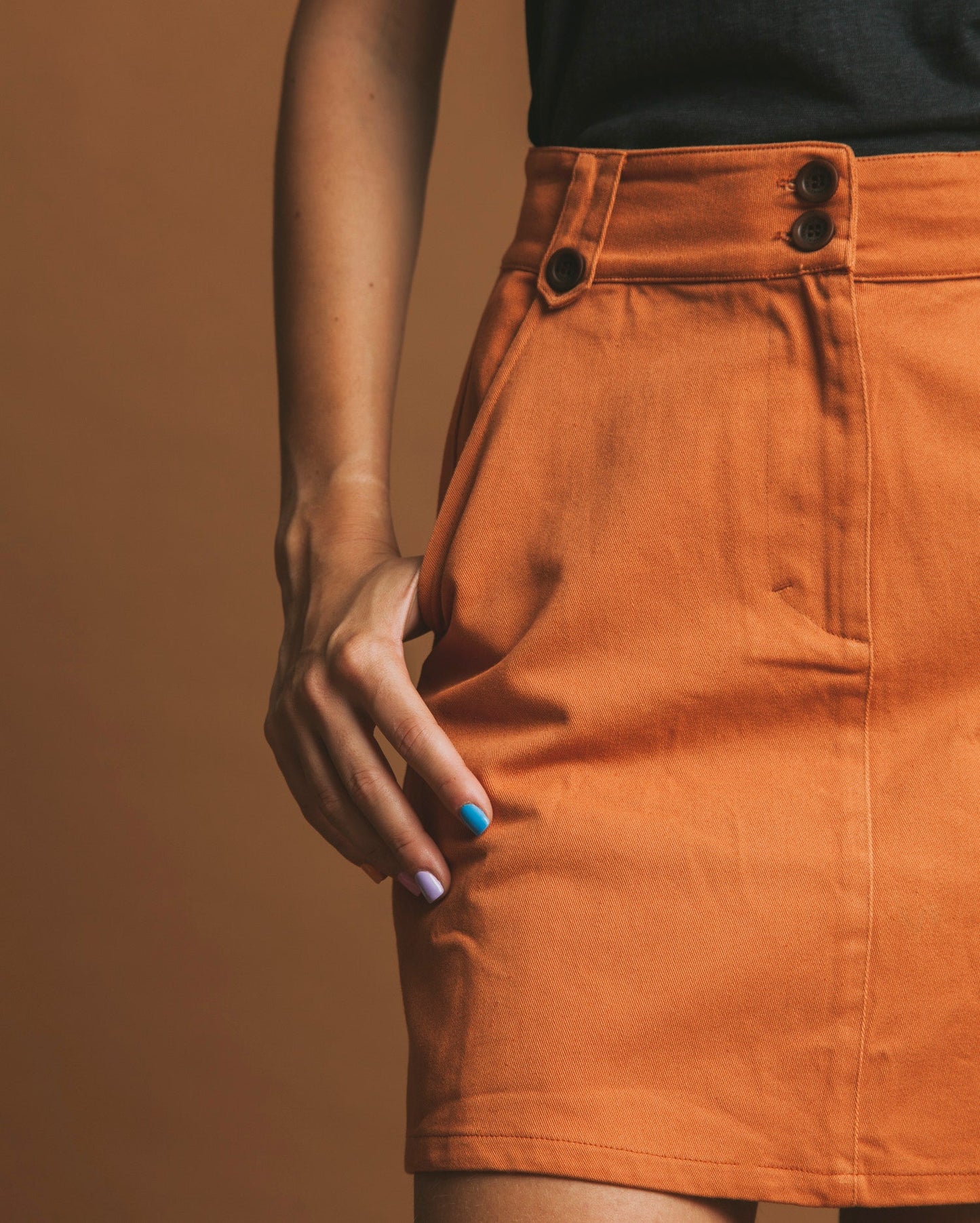 Jupe terracotta en coton bio - Marsha