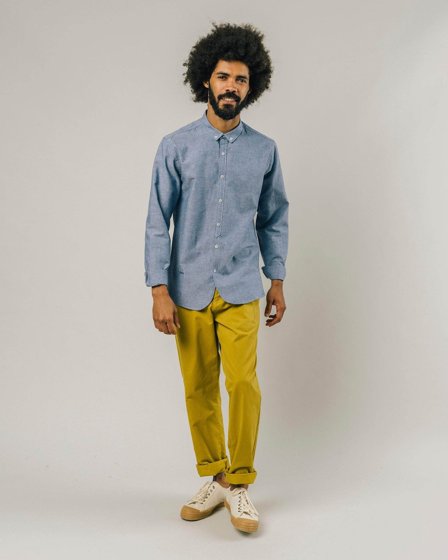 Chemise bleue en coton bio - cotolino regular shirt blue