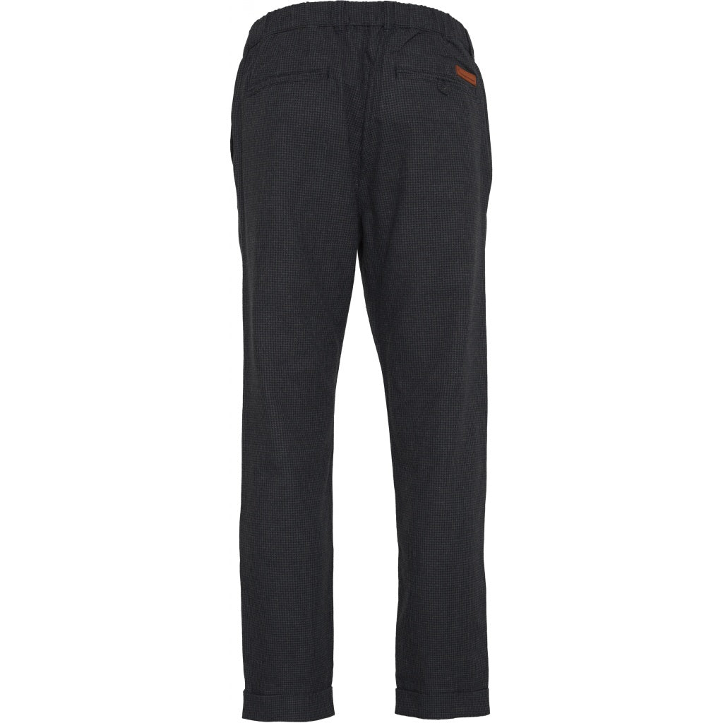 Pantalon à carreaux gris en tencel et coton bio