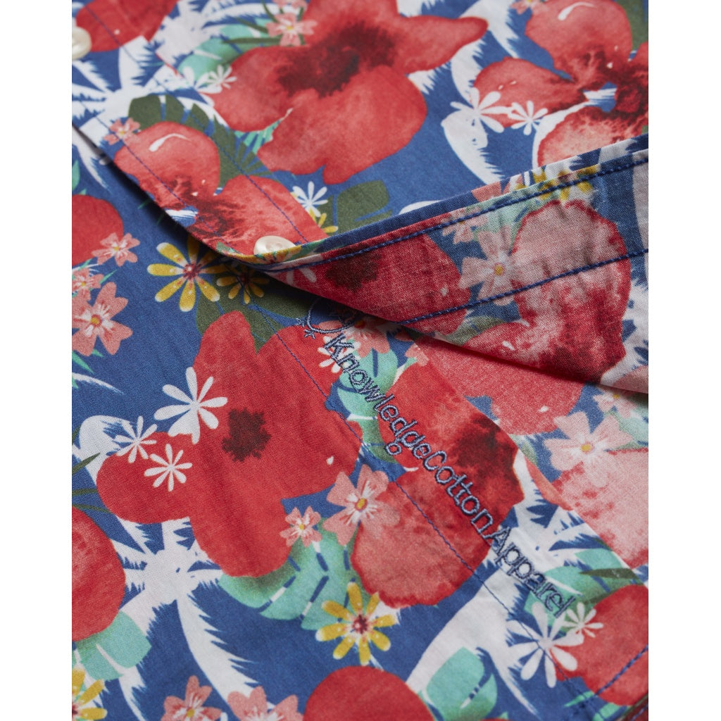 Chemise manches courtes imprimée fleurs en coton bio