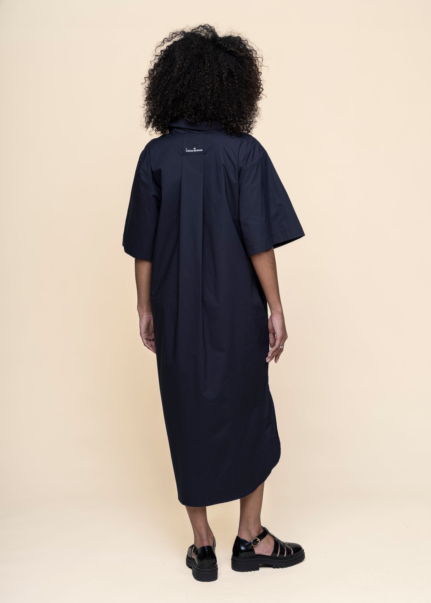 Robe longue en coton bio | marine "Medes - navy"