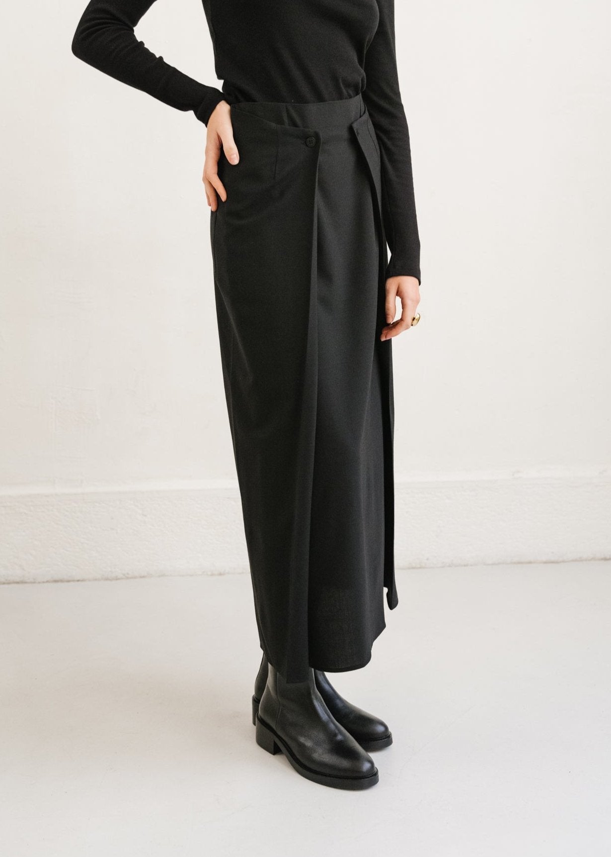 Jupe en laine certifiée | noir "black marty skirt"
