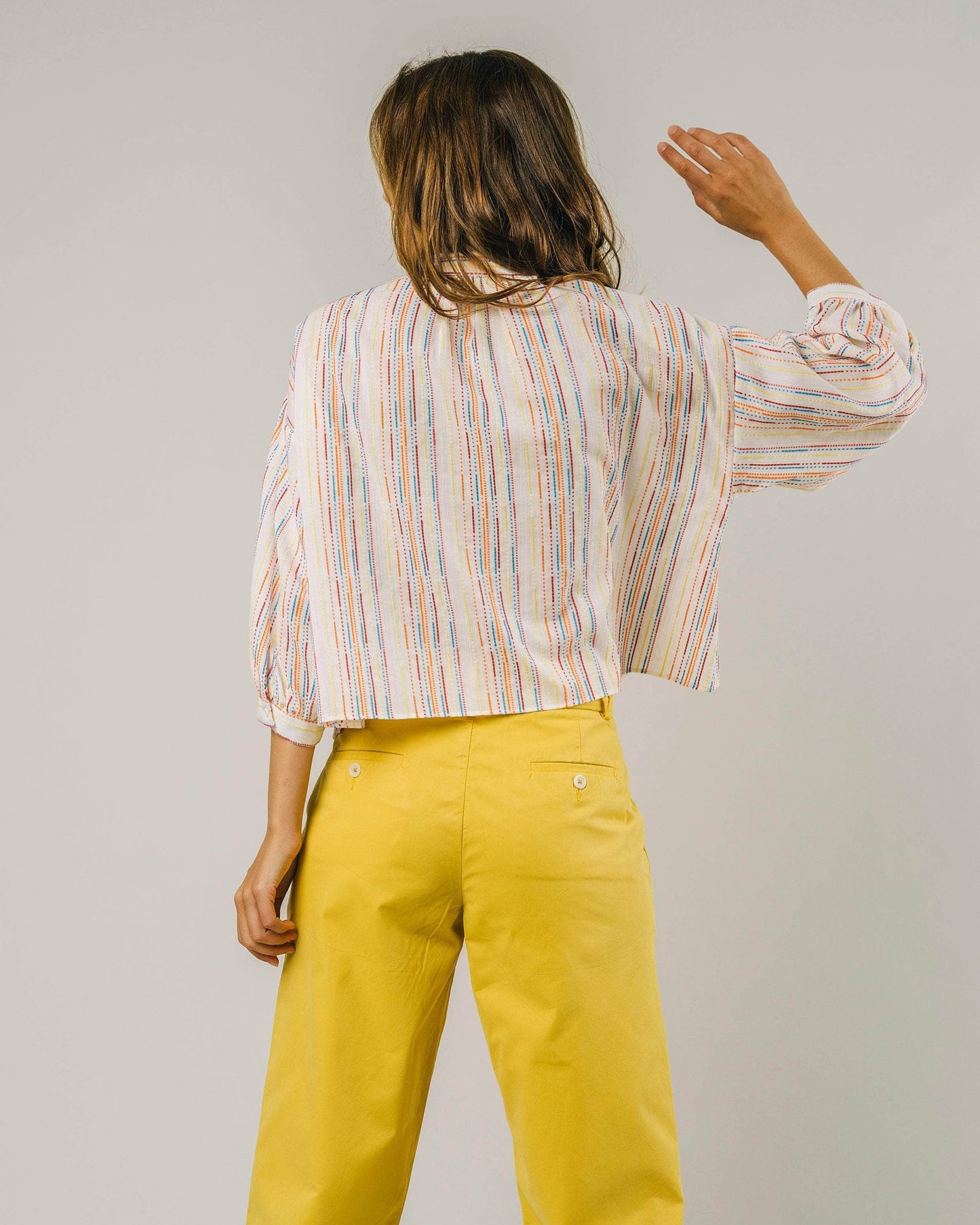 Blouse colorée col mao en coton bio - ivory boho shirt citric yellow
